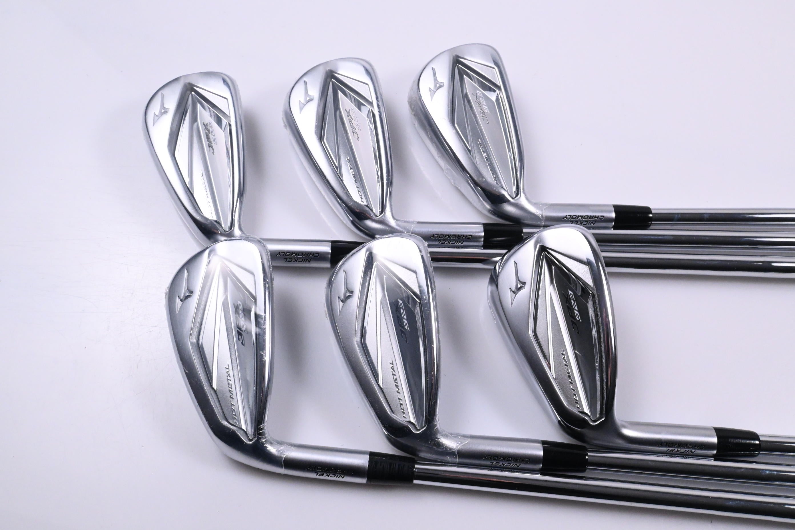 Left Hand Mizuno JPX 923 Hot Metal Irons / 5-PW / Stiff Flex KBS Tour 115