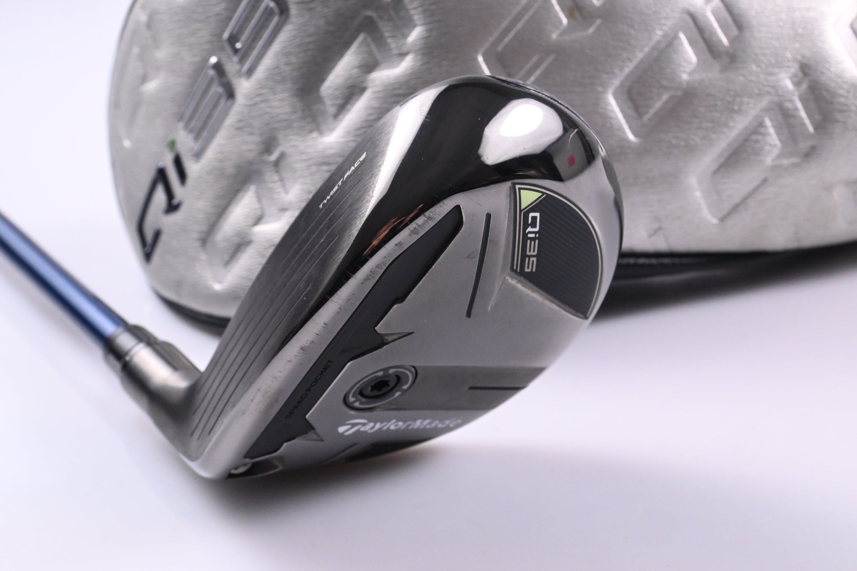 Left Hand Taylormade Qi35 #4 Hybrid / 22 Degree / Stiff Flex Tour AD HY-85 Shaft