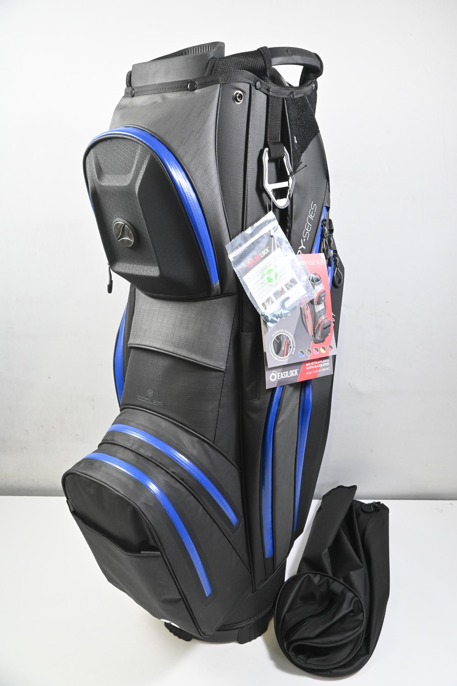 Motocaddy Dry Series Cart Bag / 14-Way Divider / Black, Grey & Blue