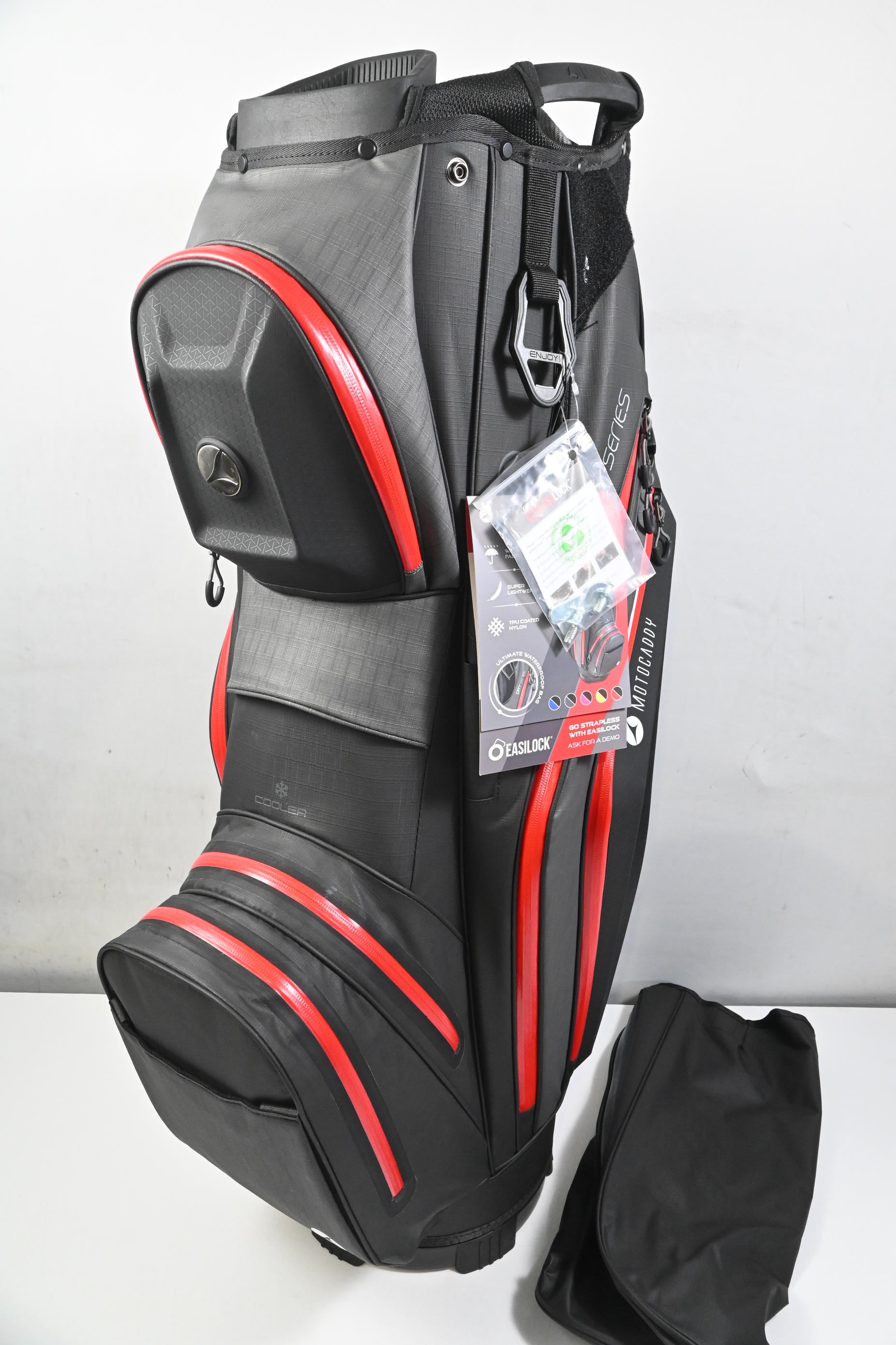 Motocaddy Dry Series Cart Bag / 14-Way Divider / Black, Grey & Red