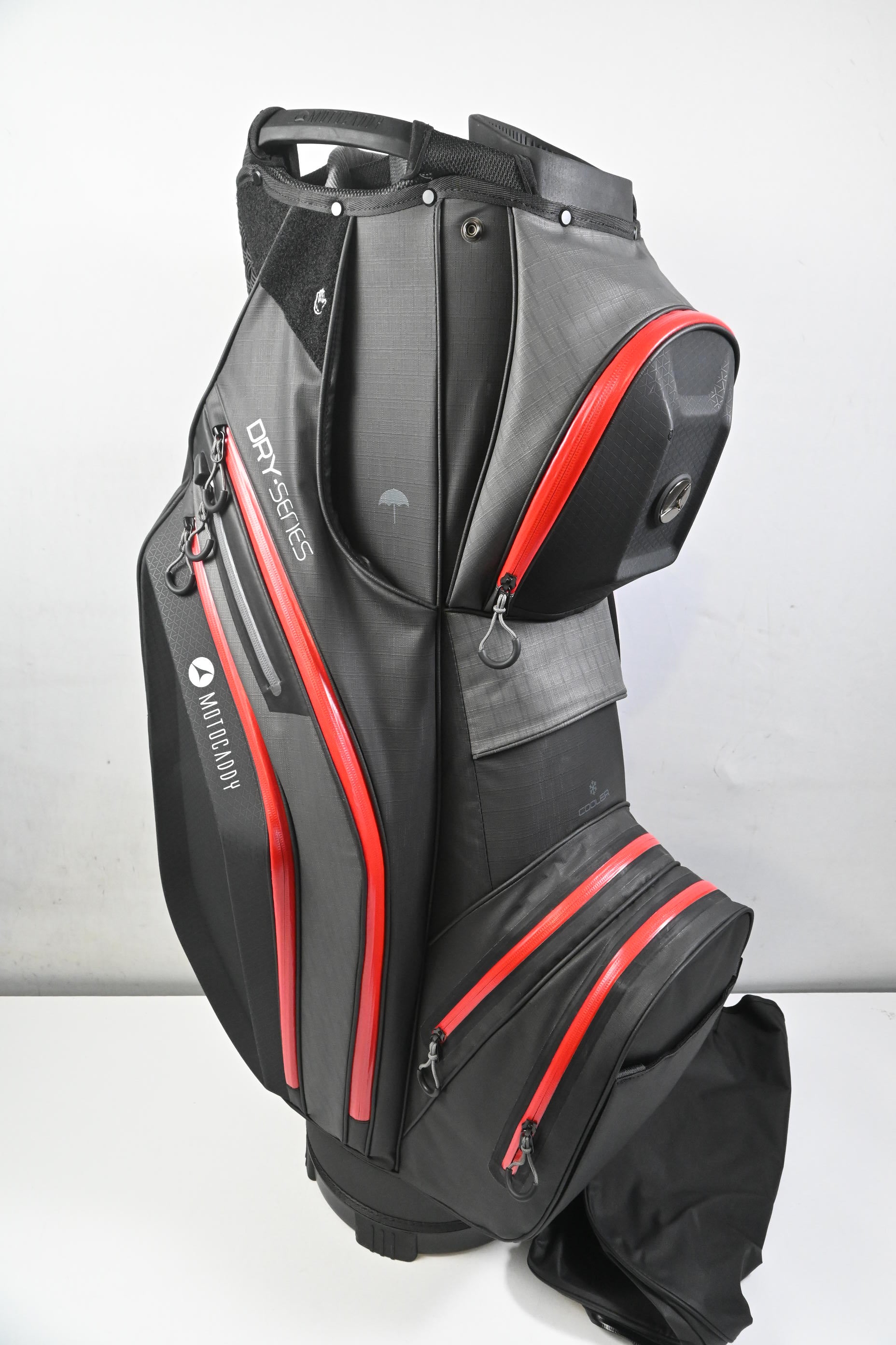 Motocaddy Dry Series Cart Bag / 14-Way Divider / Black, Grey & Red