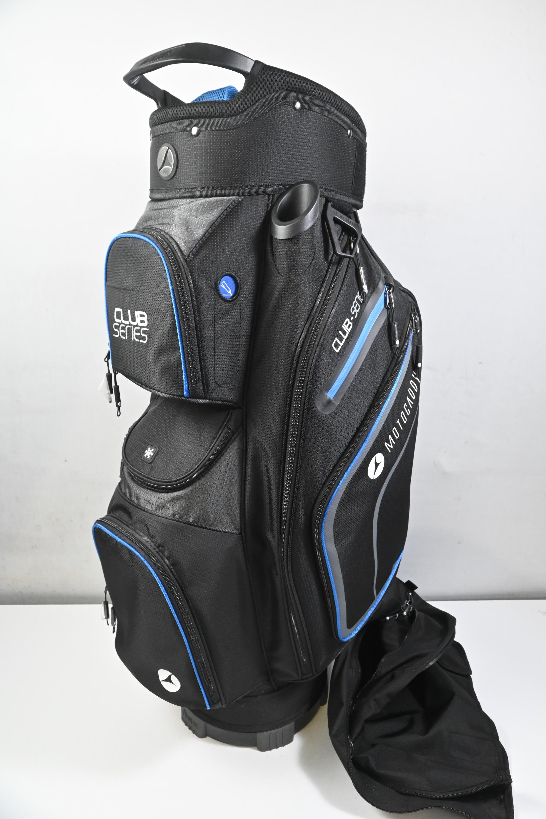 Motocaddy Club Series Cart Bag / 14-Way Divider / Black, Grey & Blue