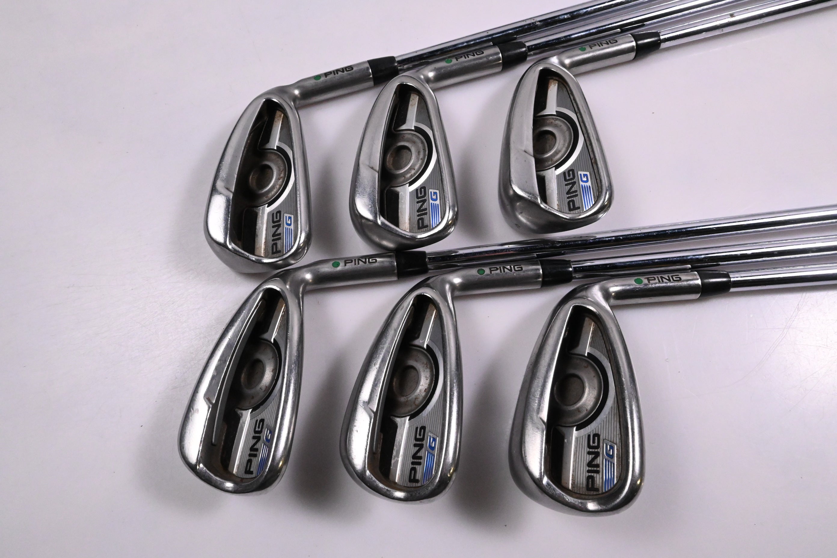 Ping G Series Irons / 5-PW / Green Dot / Stiff Flex Ping AWT 2.0 Shafts
