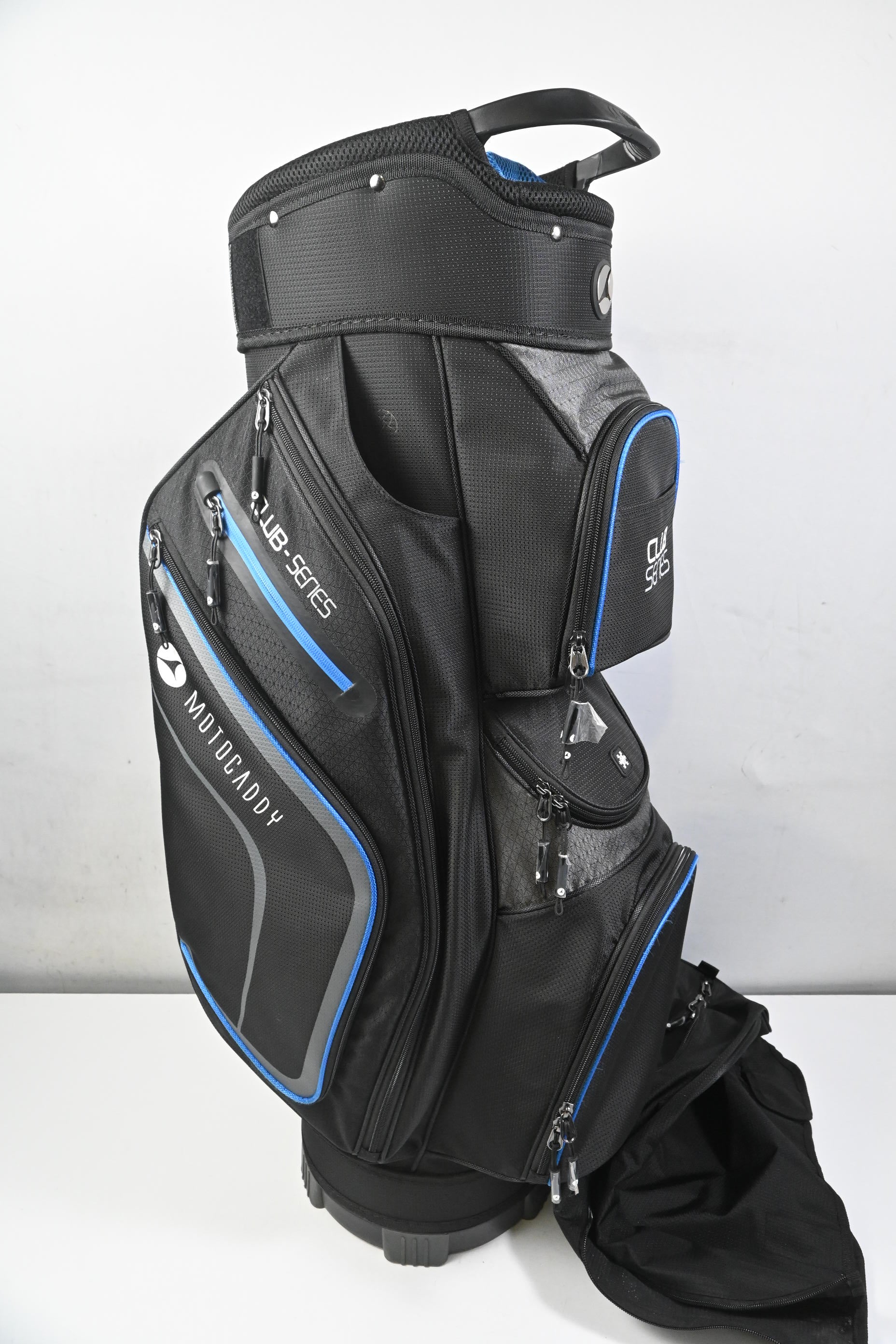 Motocaddy Club Series Cart Bag / 14-Way Divider / Black, Grey & Blue