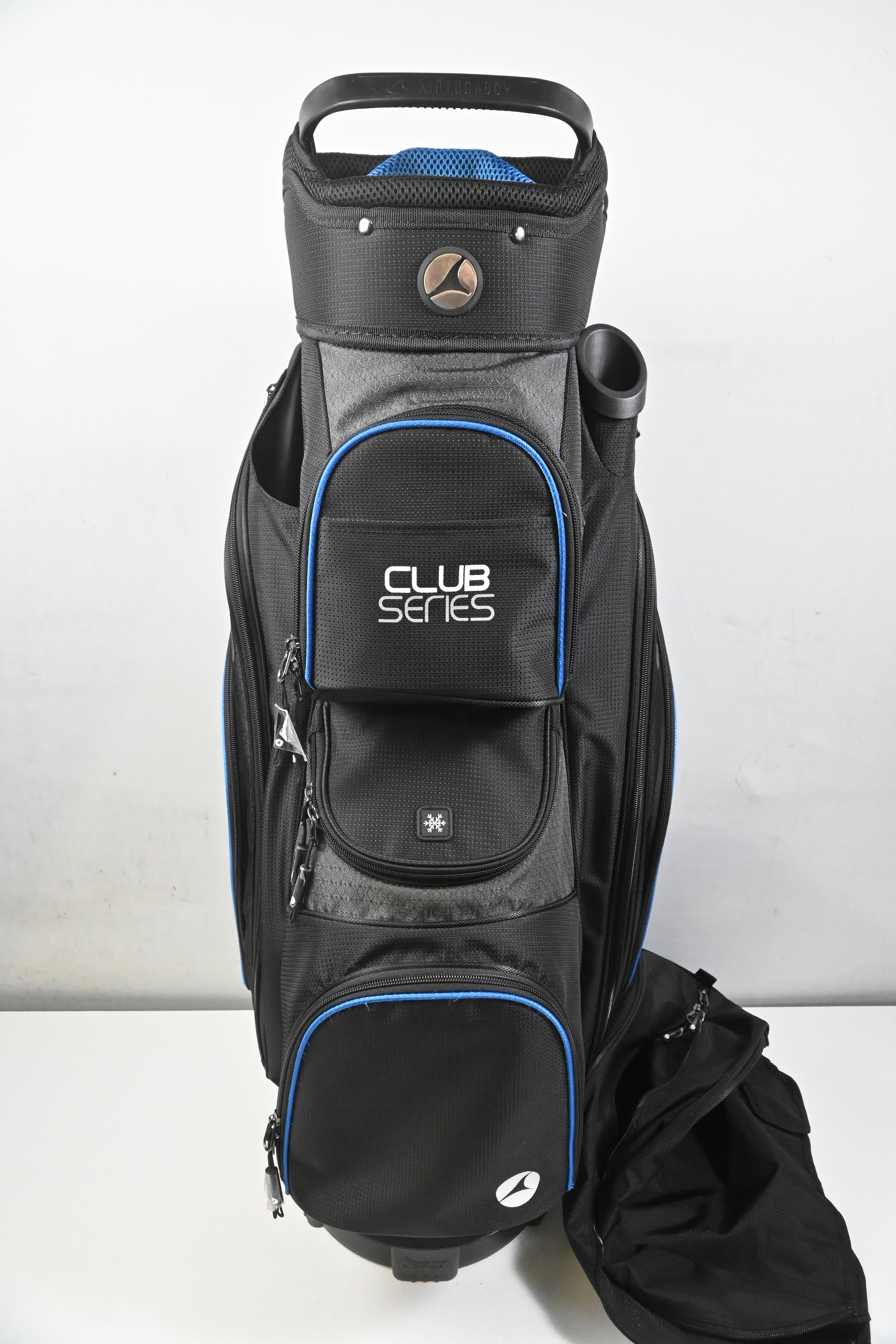 Motocaddy Club Series Cart Bag / 14-Way Divider / Black, Grey & Blue