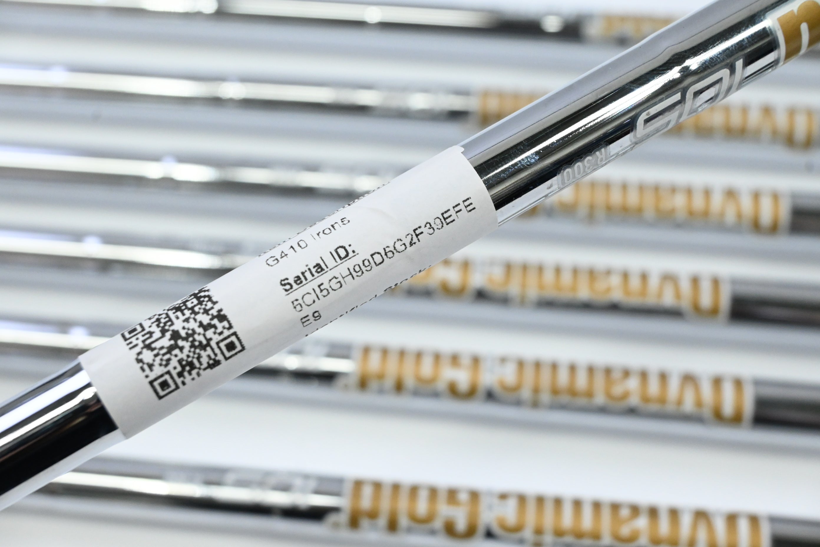 Left Hand Ping G410 Irons / 5-PW+UW / Blue Dot / Regular Flex Dynamic Gold 105