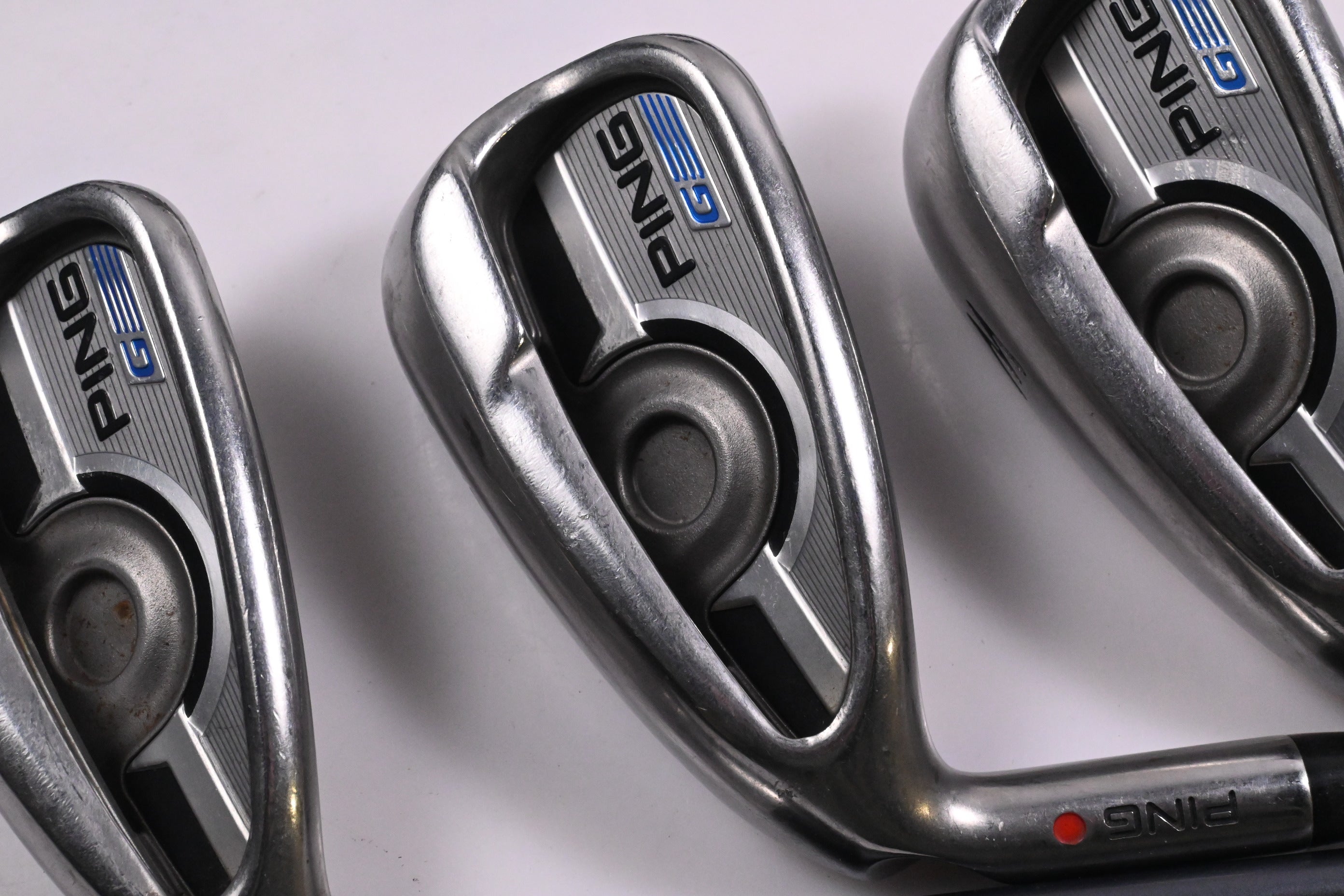 Left Hand Ping G Series Irons / 6-PW / Red Dot / Senior Flex Ping CFS 65 Shafts
