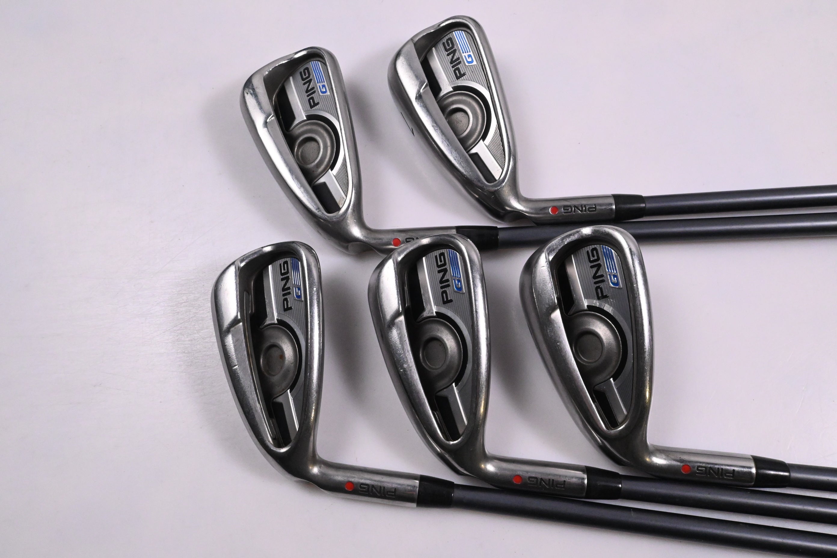 Left Hand Ping G Series Irons / 6-PW / Red Dot / Senior Flex Ping CFS 65 Shafts
