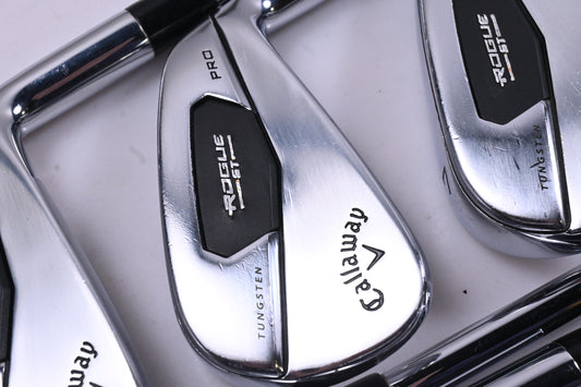 Callaway Rogue ST Pro Irons / 5-PW+GW / Stiff Flex Rifle Tour Flighted 105