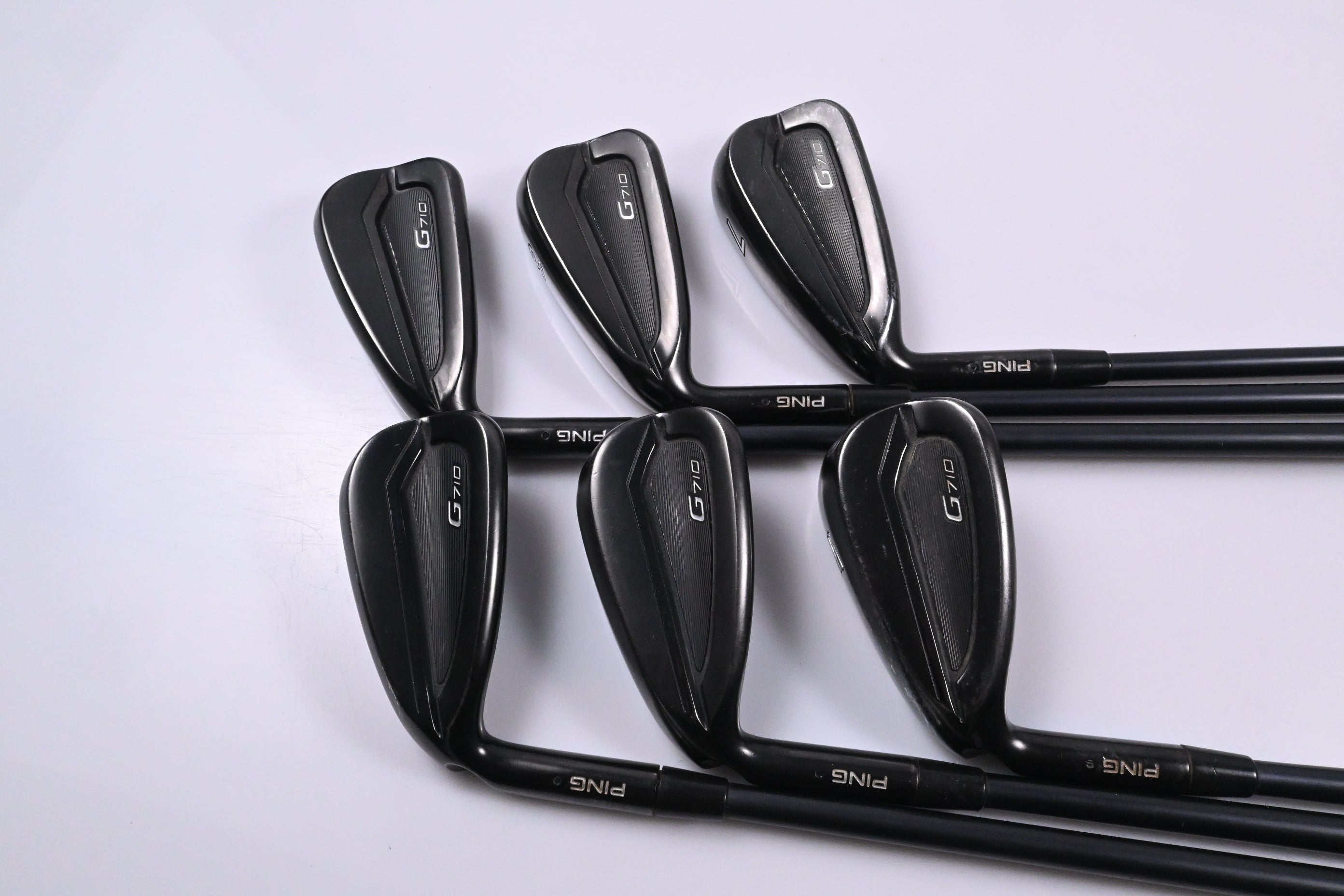 Left Hand Ping G710 Irons / 5-PW / Black Dot / Regular Flex Ping Alta CB Red
