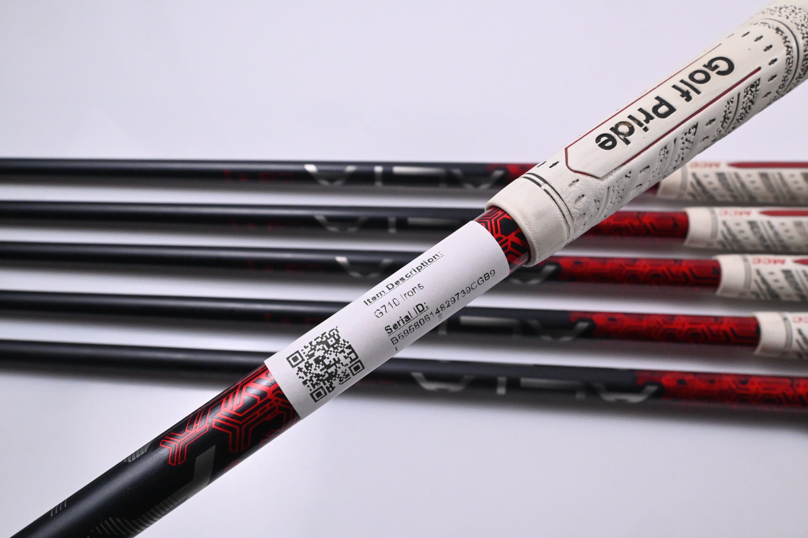 Left Hand Ping G710 Irons / 5-PW / Black Dot / Regular Flex Ping Alta CB Red