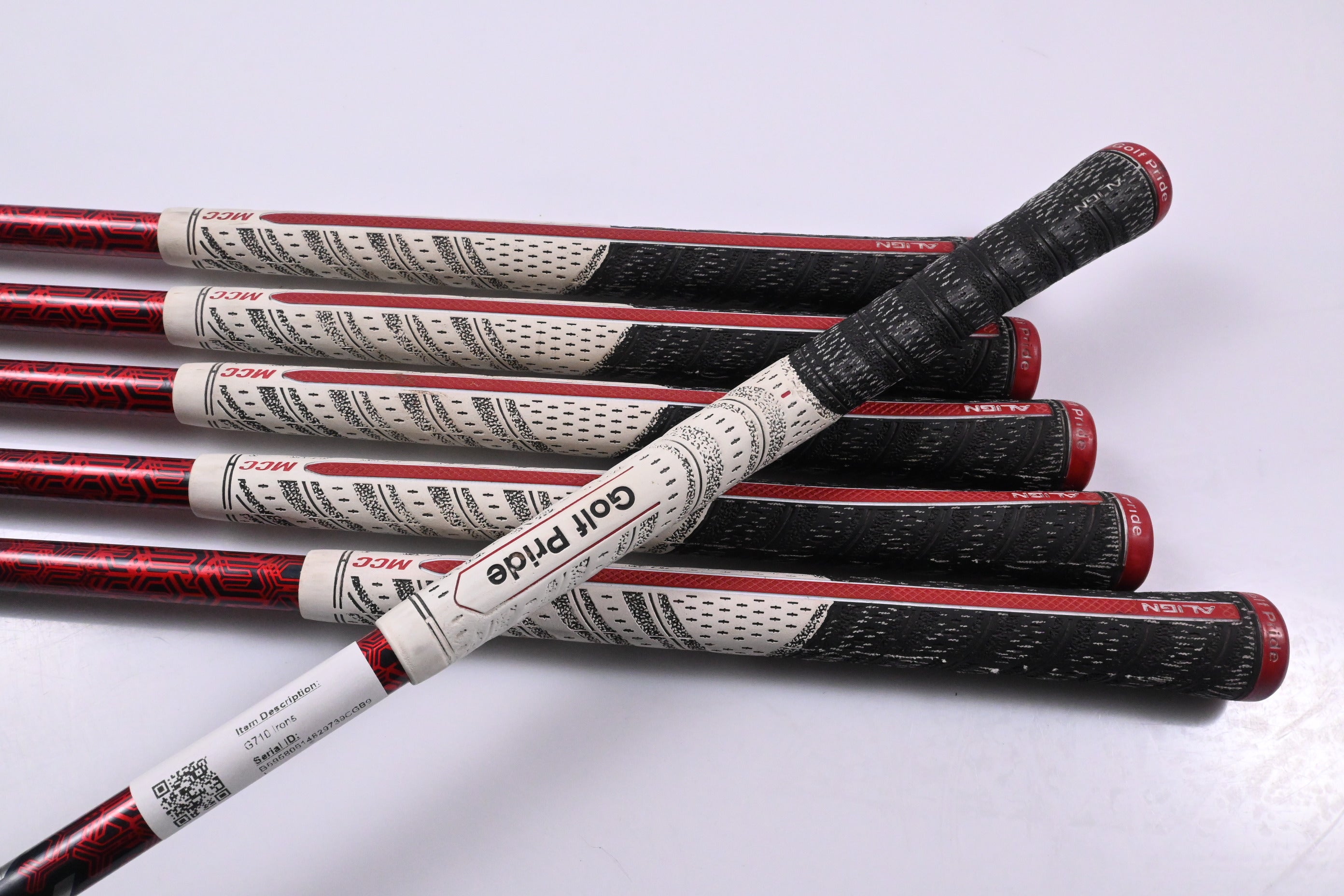 Left Hand Ping G710 Irons / 5-PW / Black Dot / Regular Flex Ping Alta CB Red