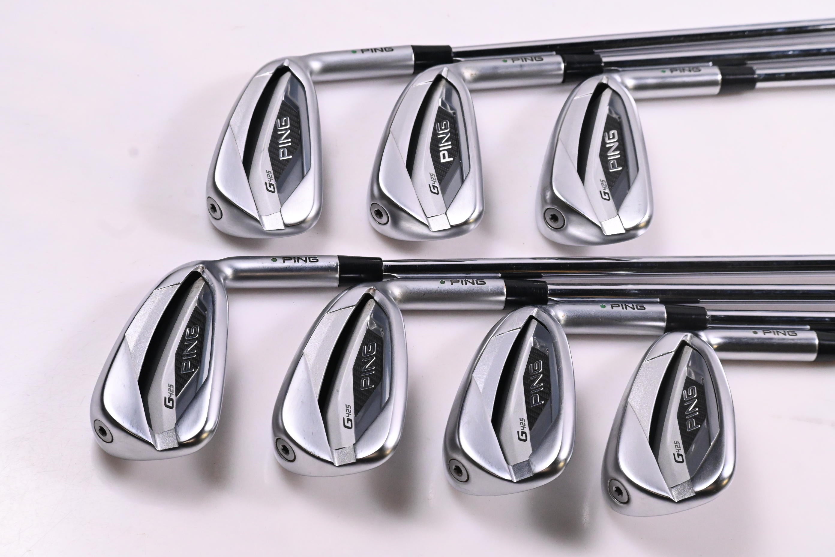 Ping G425 Irons / 4-PW / Green Dot / Stiff Flex Ping AWT 2.0 Steel Shafts