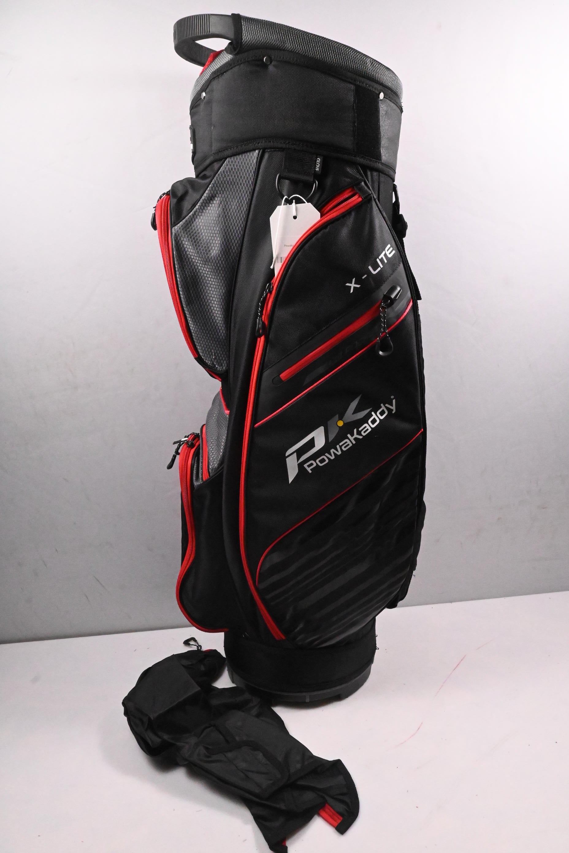 Powakaddy X-Lite Cart Bag / 14-Way Divider / Black, Grey & Red