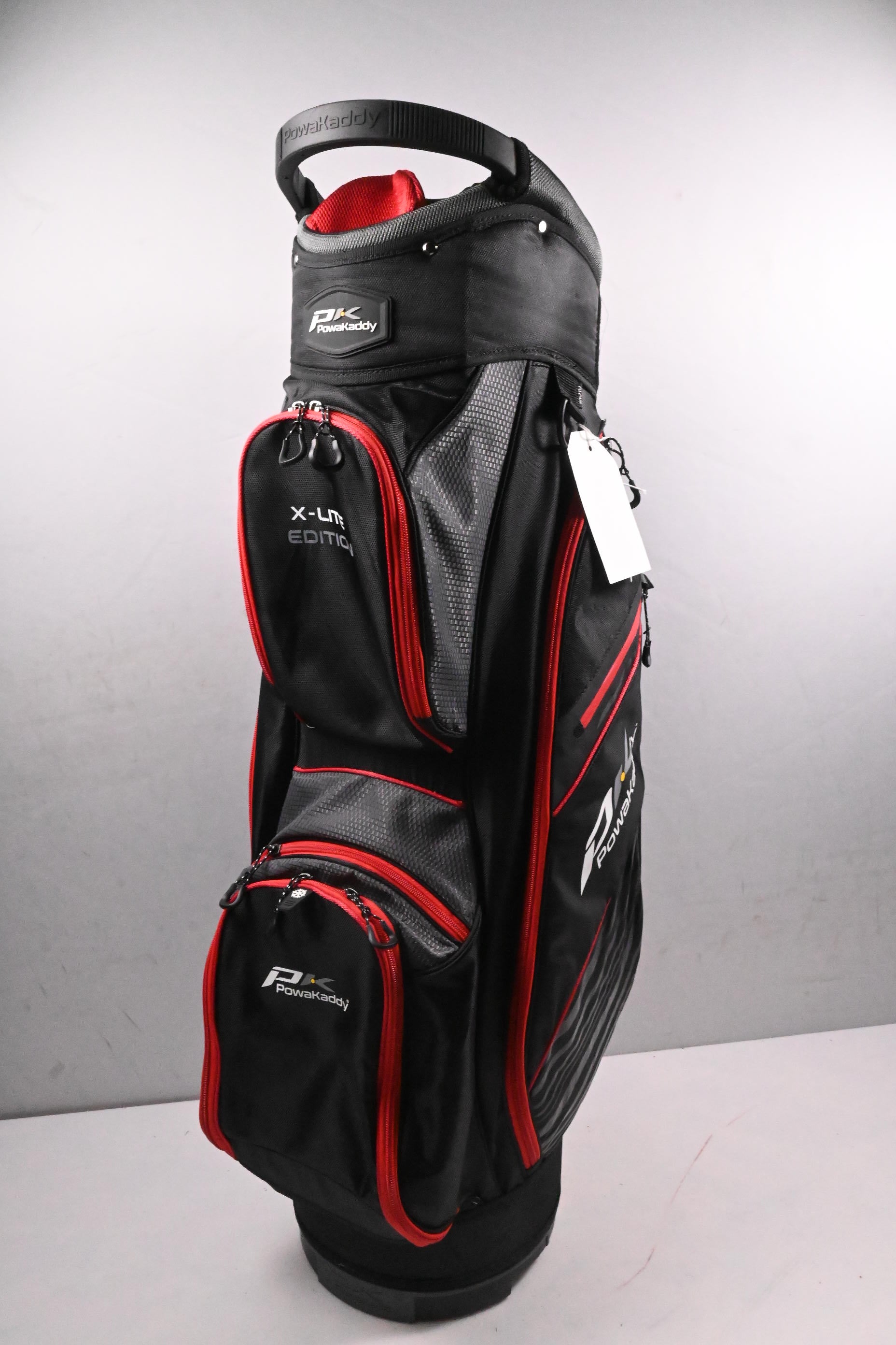 Powakaddy X-Lite Cart Bag / 14-Way Divider / Black, Grey & Red