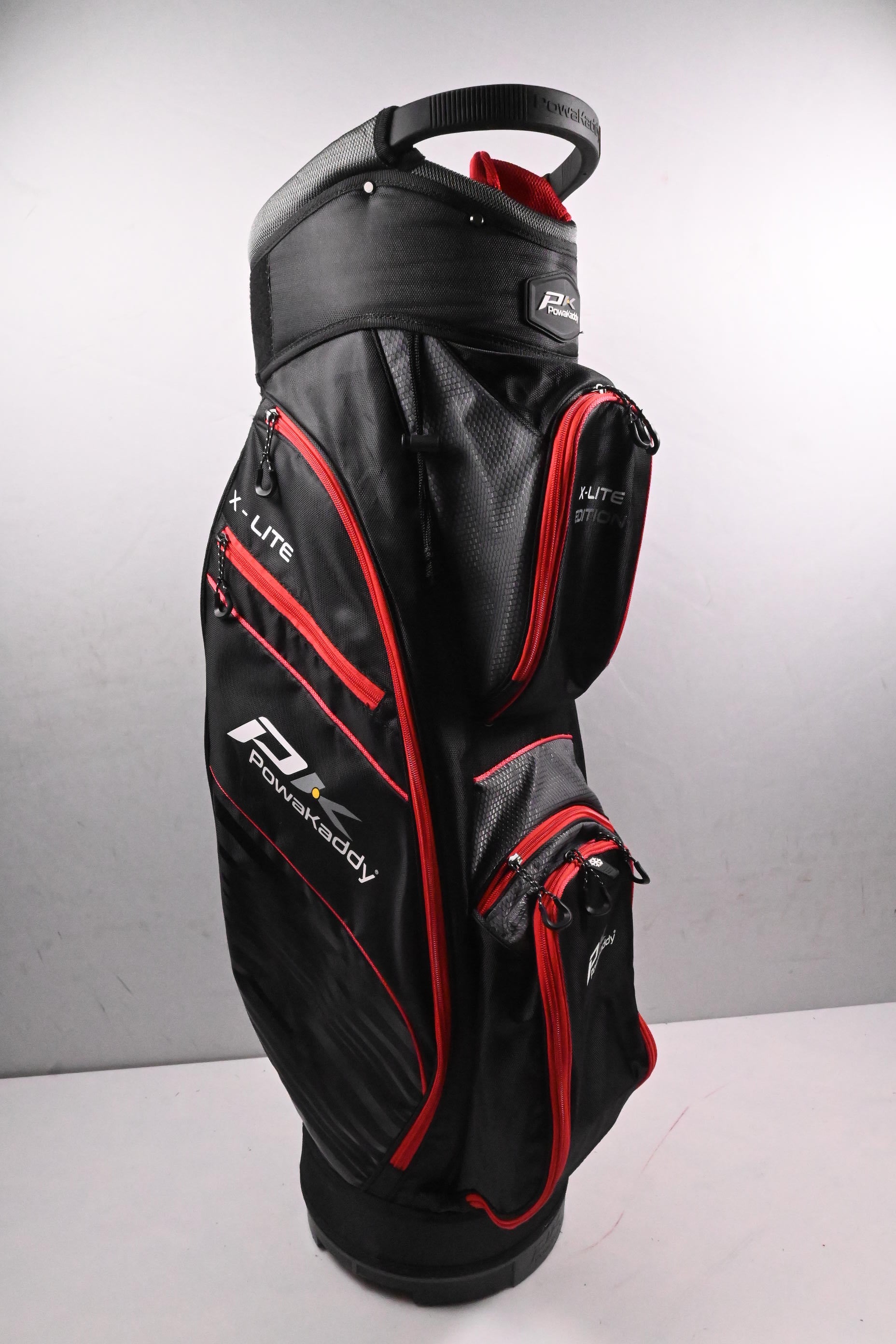 Powakaddy X-Lite Cart Bag / 14-Way Divider / Black, Grey & Red