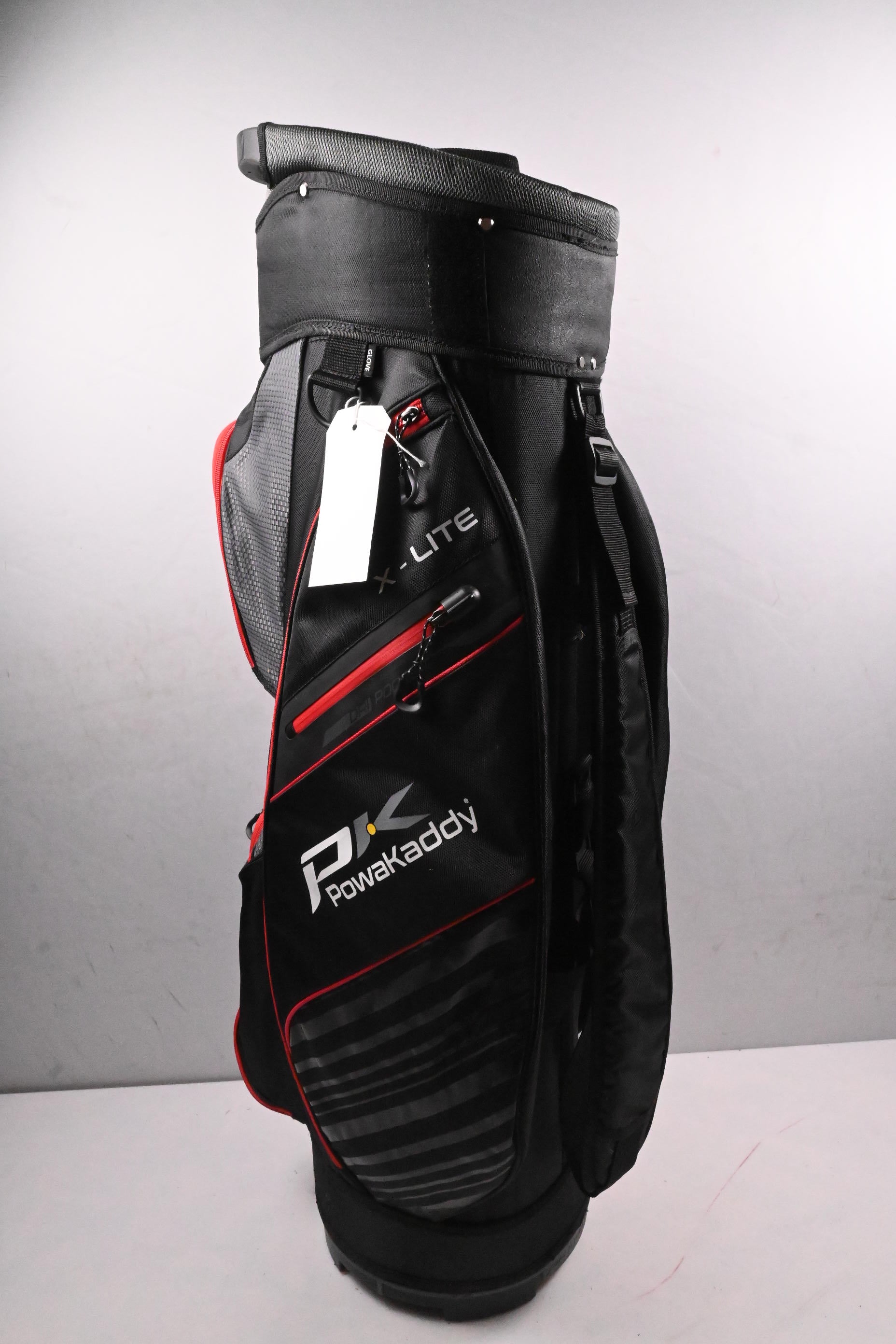 Powakaddy X-Lite Cart Bag / 14-Way Divider / Black, Grey & Red