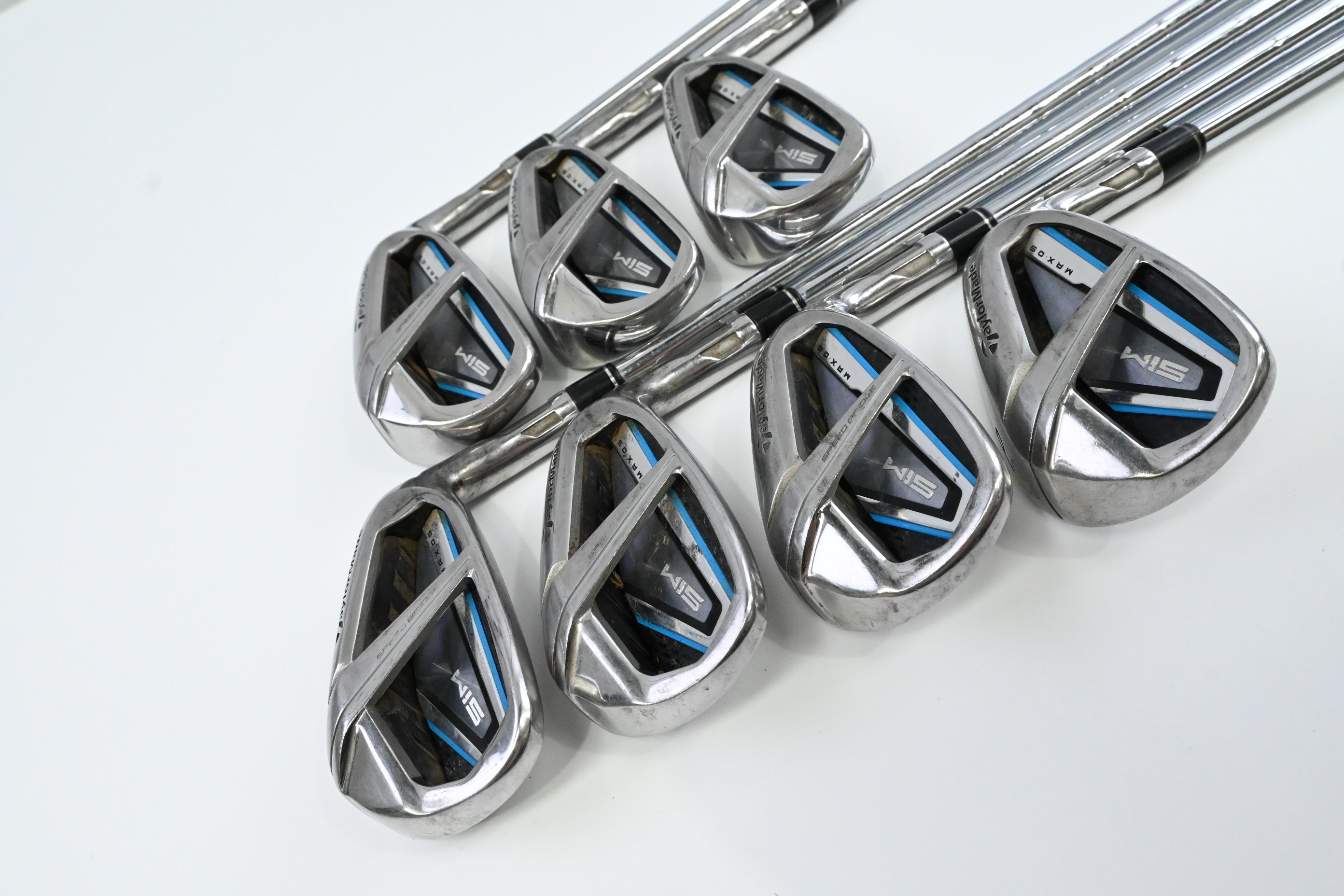 Taylormade SIM2 Max OS Irons / 4-PW / Stiff Flex KBS Tour 120 Shafts
