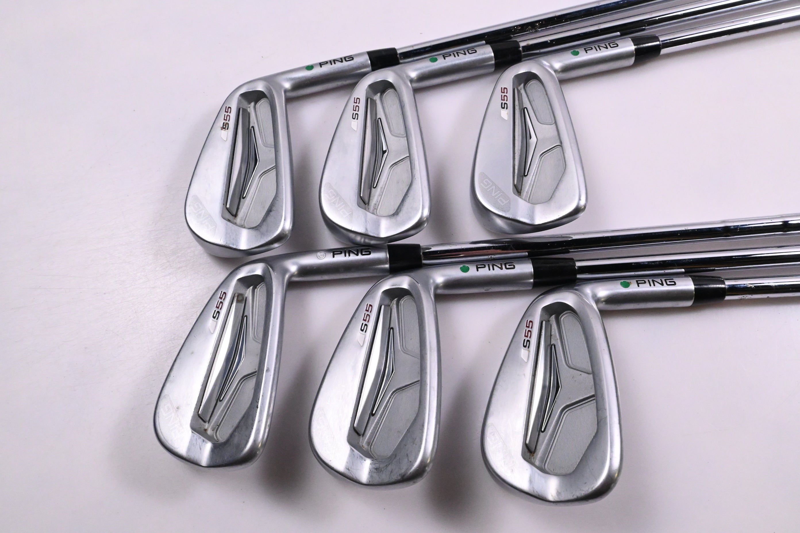 Ping S55 Irons / 4-9i / Green Dot / Stiff Flex Ping CFS Shafts