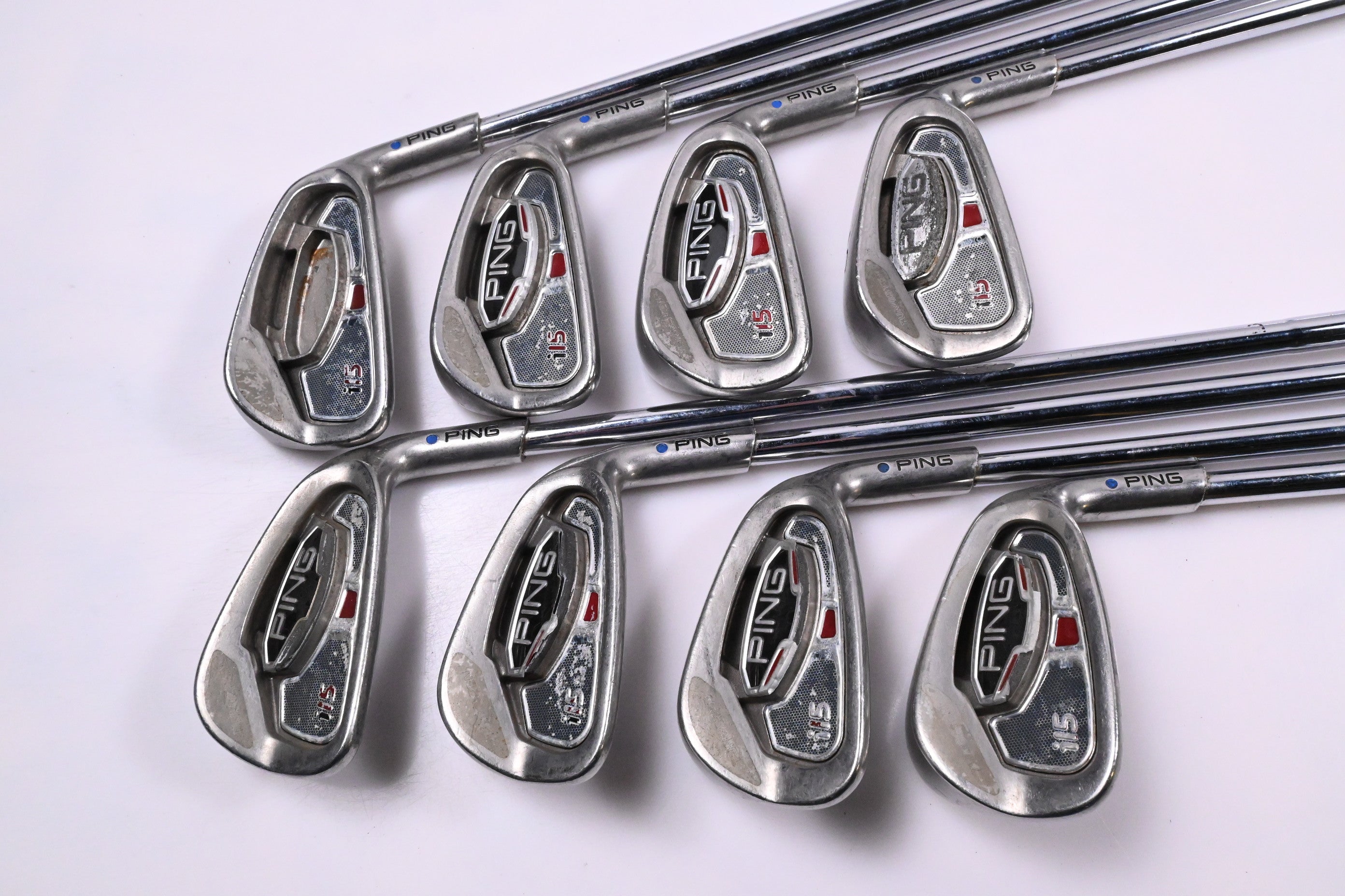 Ping i15 Irons / 3-PW / Blue Dot / Stiff Flex Ping AWT Shafts