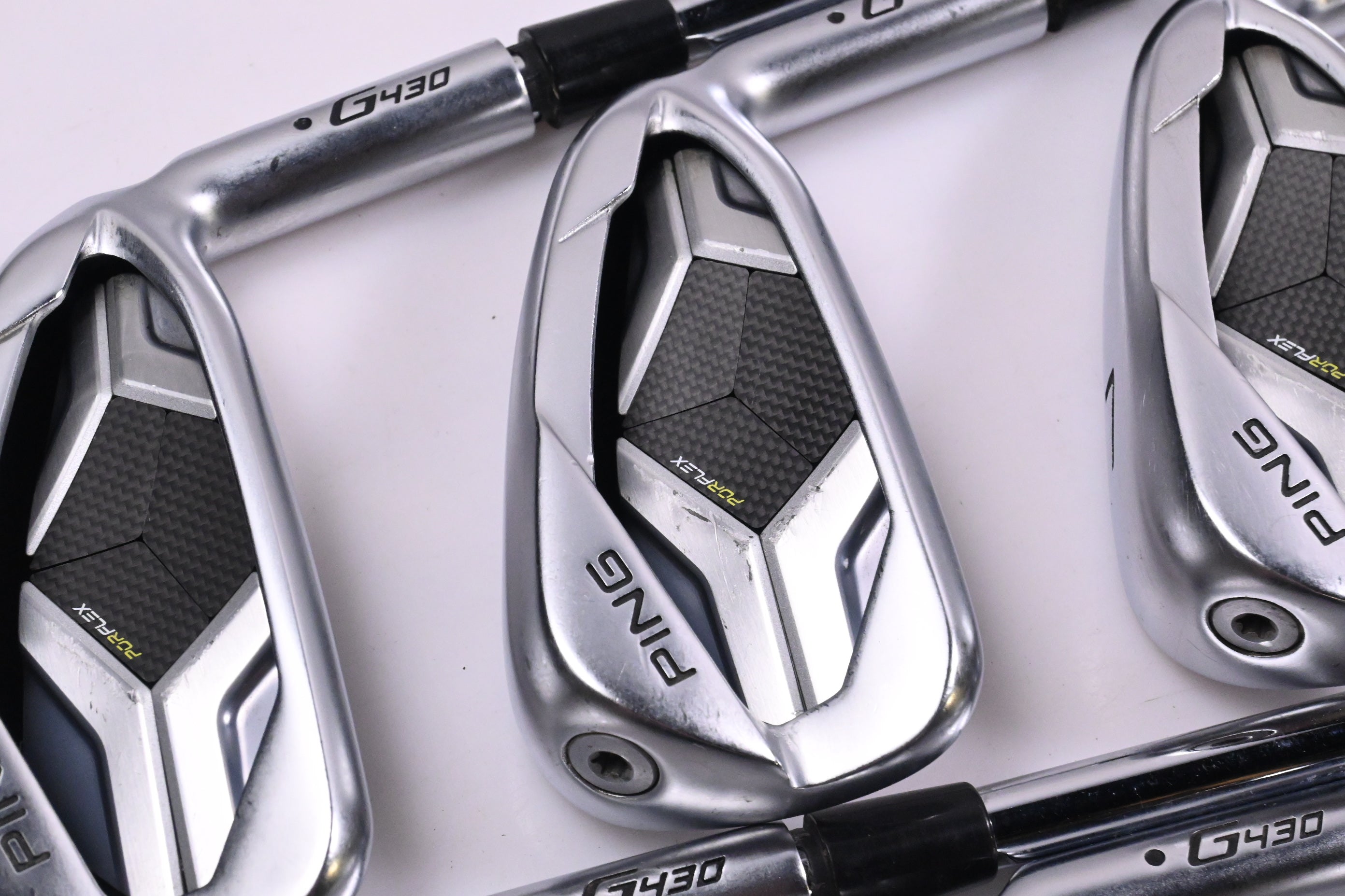 Ping G430 Irons / 5-PW+50°+54° / Black Dot / Stiff Flex Ping AWT 2.0 Shafts
