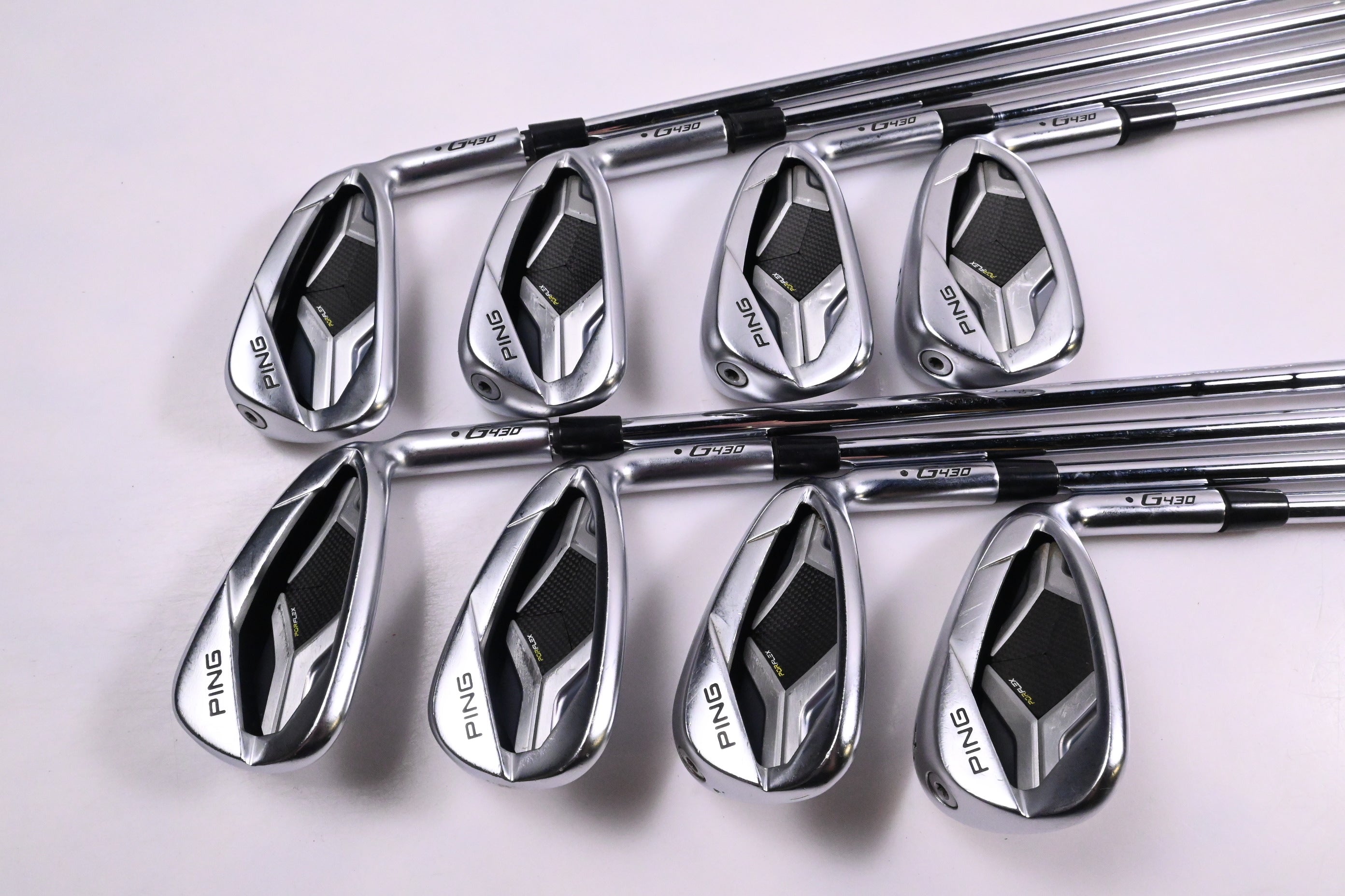 Ping G430 Irons / 5-PW+50°+54° / Black Dot / Stiff Flex Ping AWT 2.0 Shafts