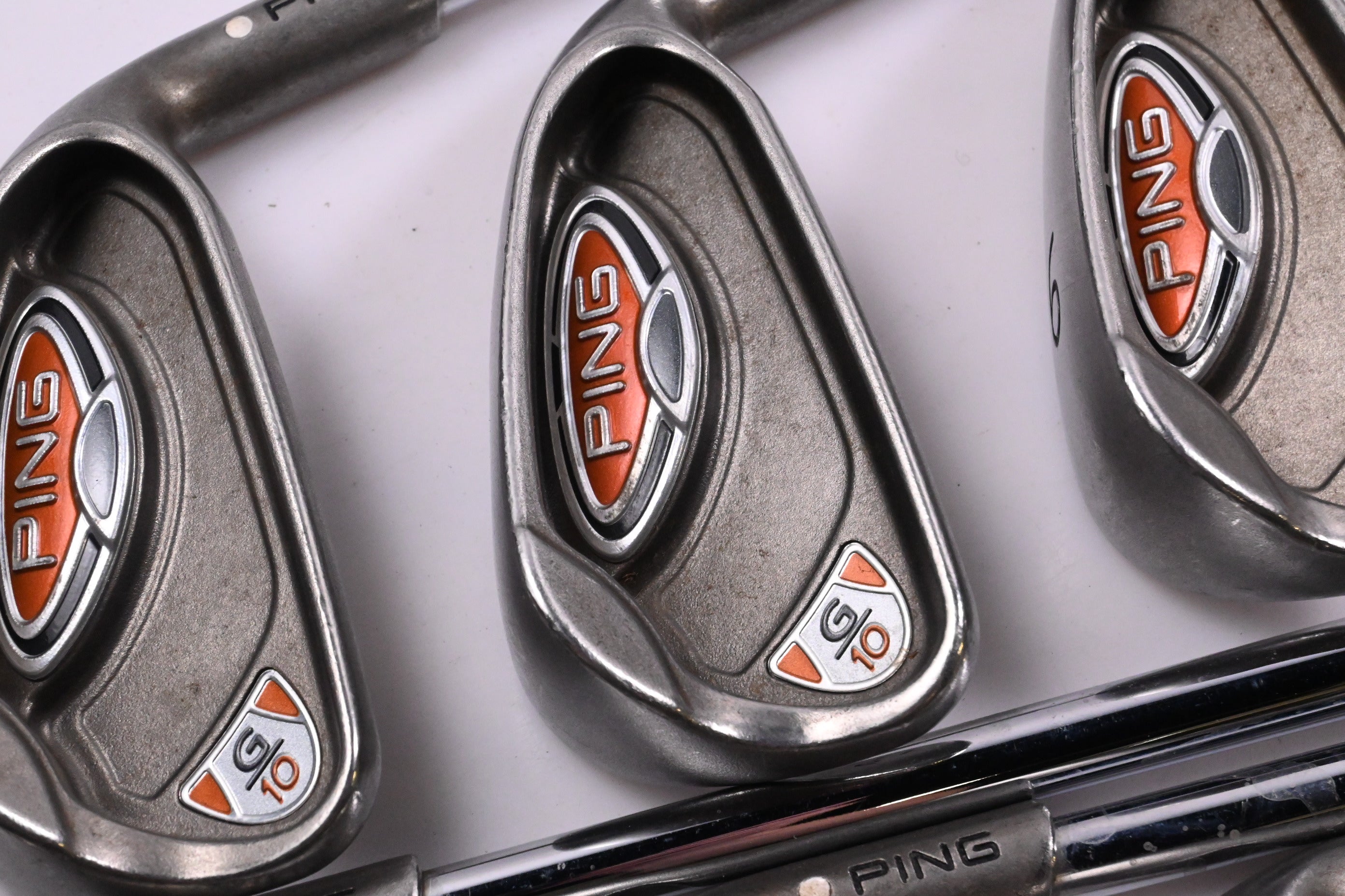 Ping G10 Irons / 4-PW+SW / White Dot / Stiff Flex Ping AWT / No #7 Iron