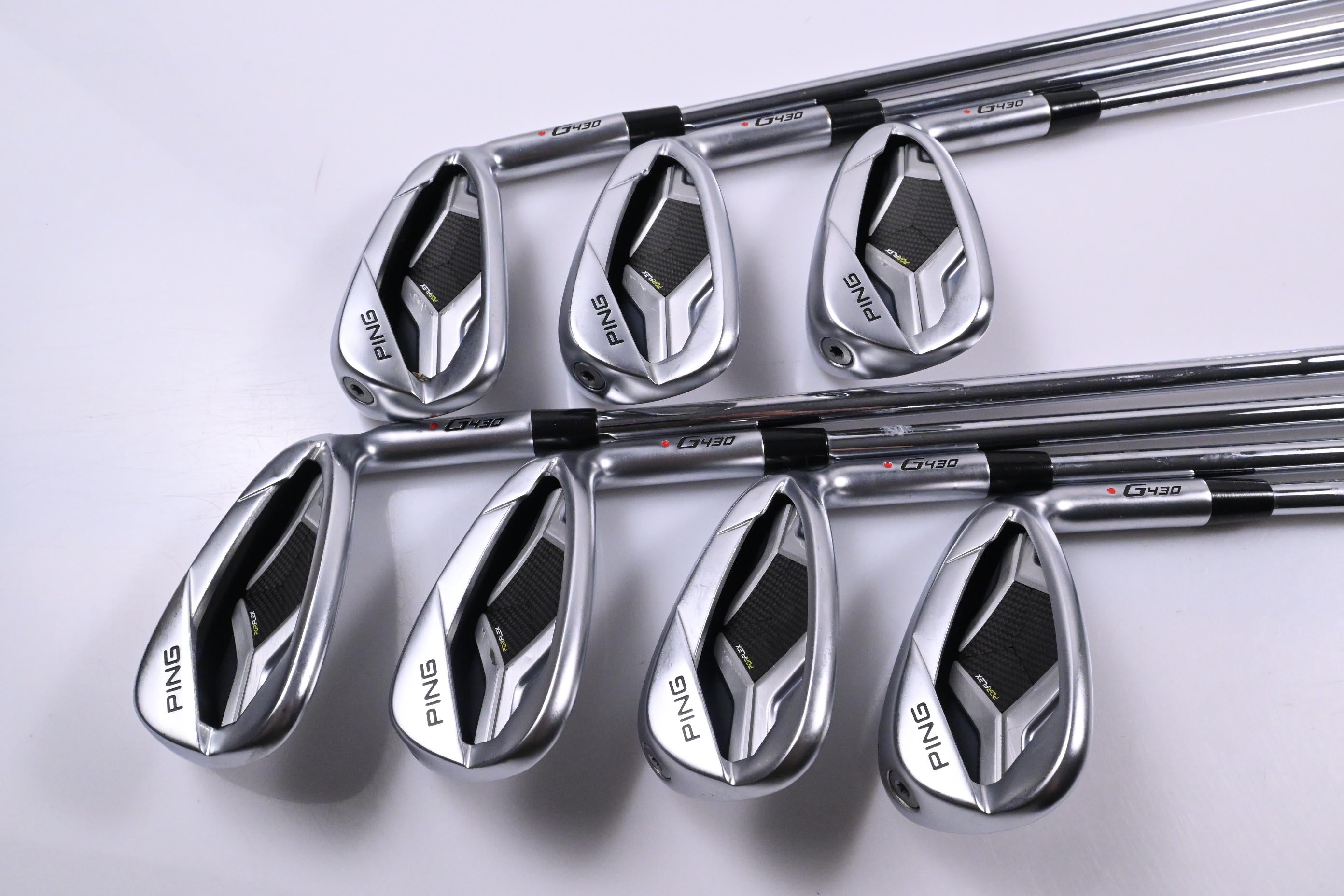 Ping G430 Irons / 7-PW+45°+50°+54° / Red Dot / Regular Flex Ping AWT 2.0 Shafts