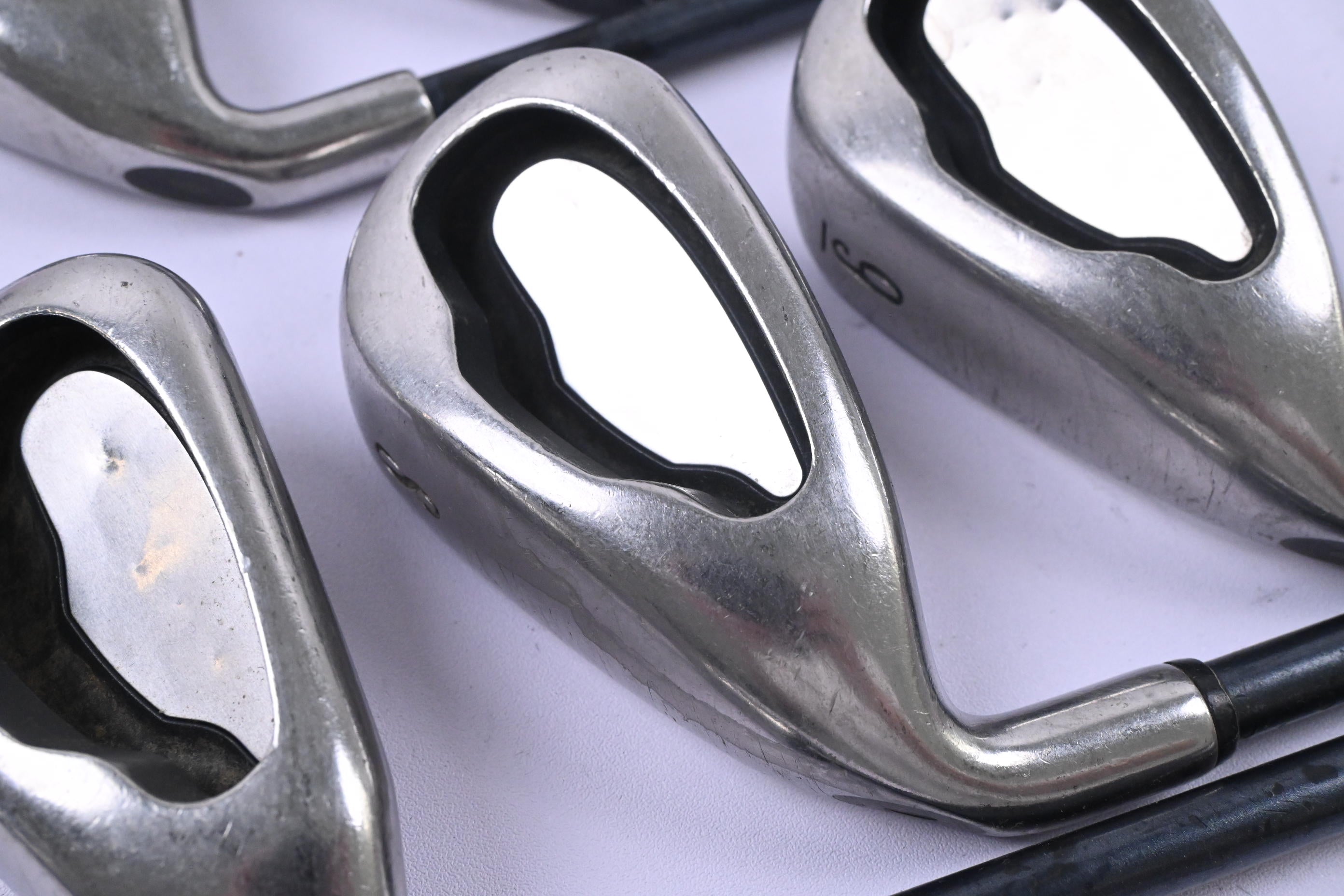 Left Hand Callaway Big Bertha 2004 Irons / 5-9i / Stiff Flex Rifle MT85 Shafts