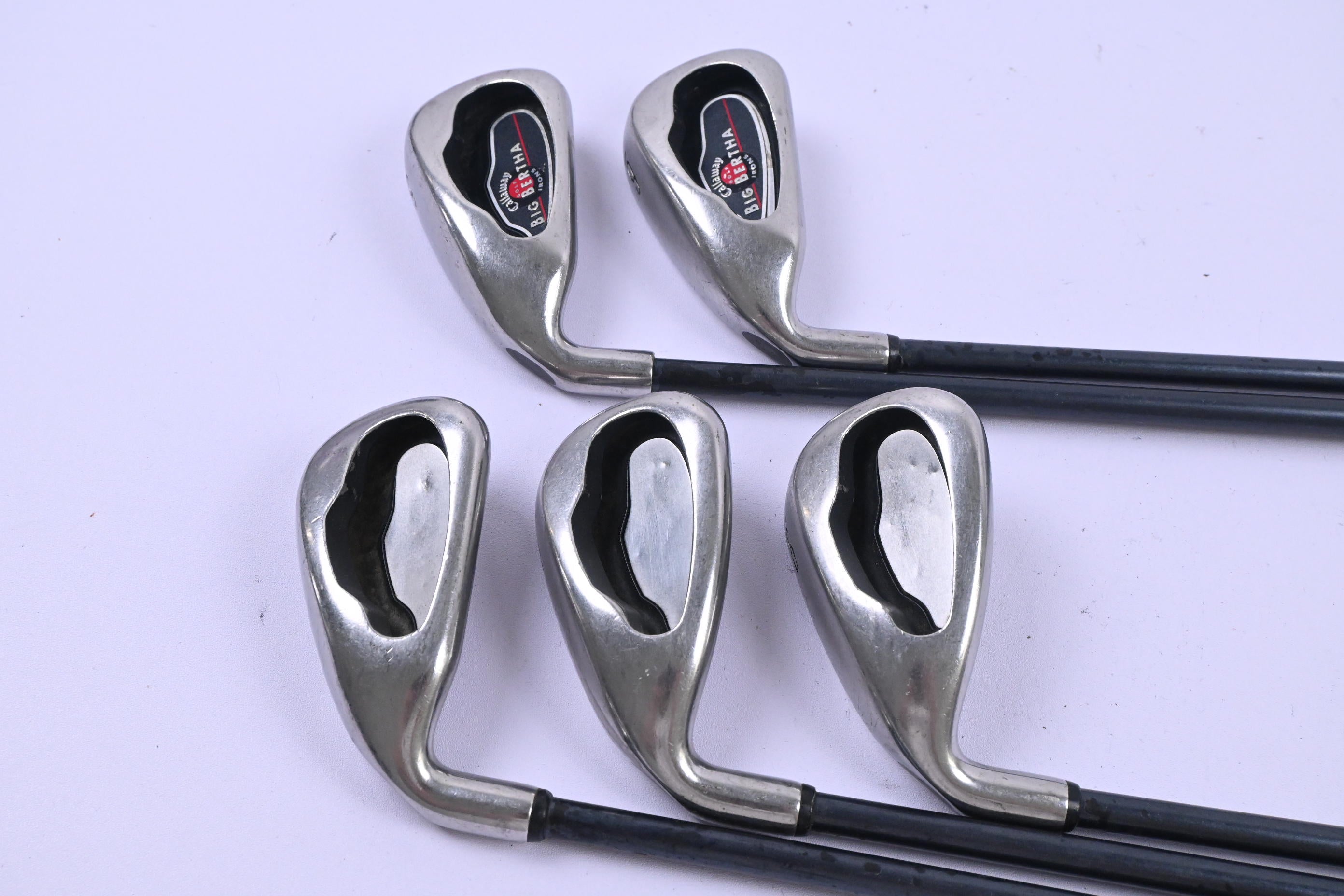 Left Hand Callaway Big Bertha 2004 Irons / 5-9i / Stiff Flex Rifle MT85 Shafts