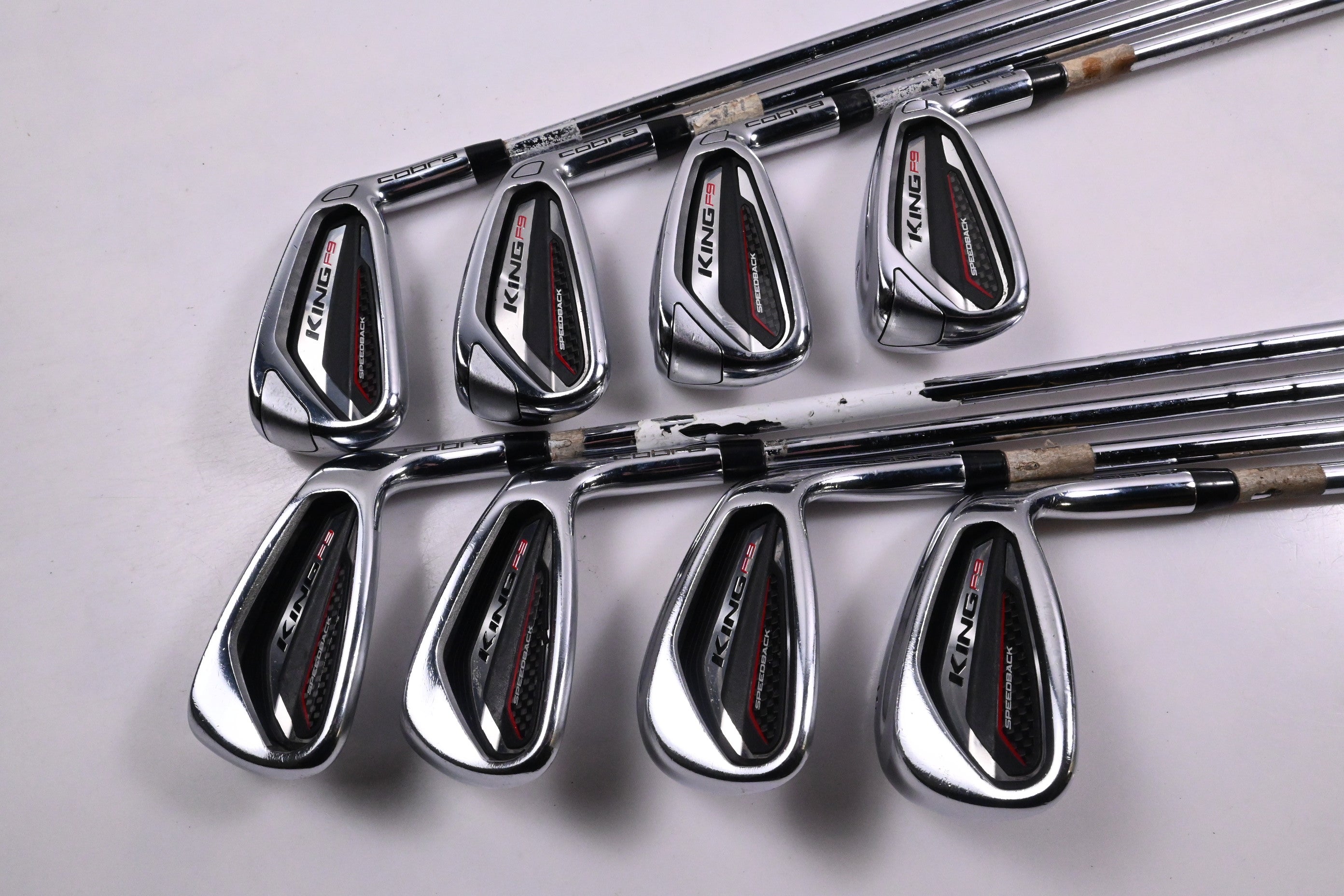 Left Hand Cobra King F9 Irons / 4-PW+GW / Stiff Flex KBS Tour 90 Shafts