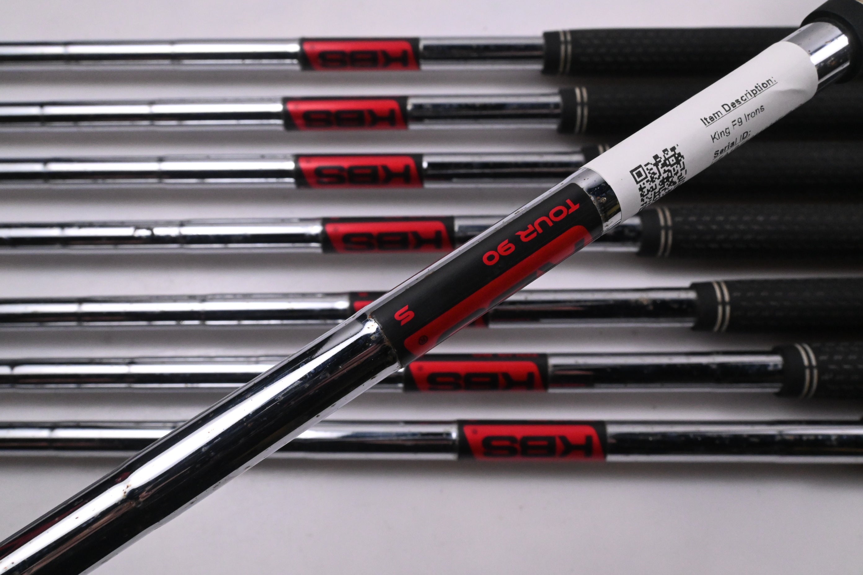 Left Hand Cobra King F9 Irons / 4-PW+GW / Stiff Flex KBS Tour 90 Shafts