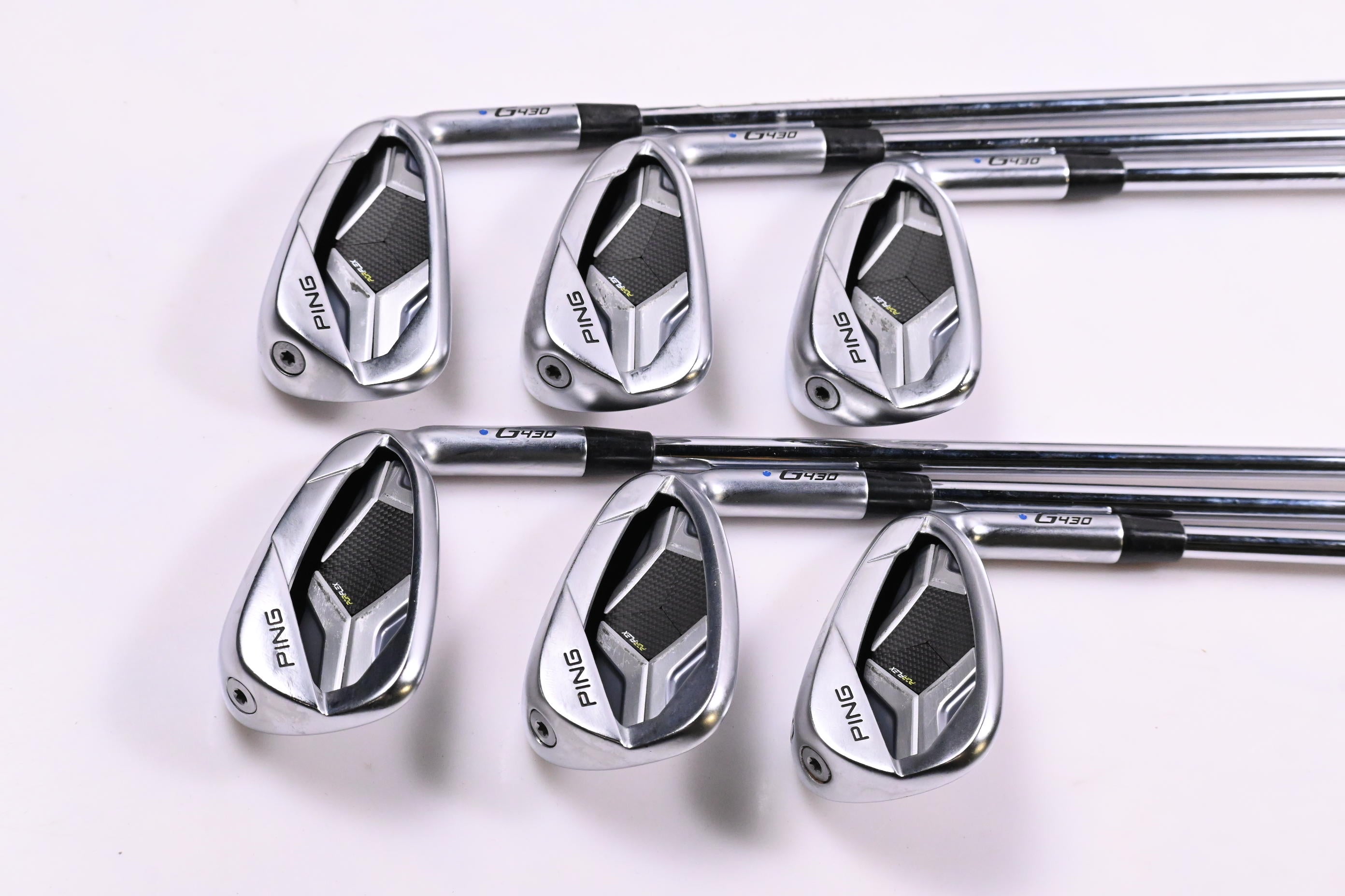 Ping G430 Irons / 6-PW+45° / Blue Dot / Regular Flex Ping AWT 2.0 Shafts