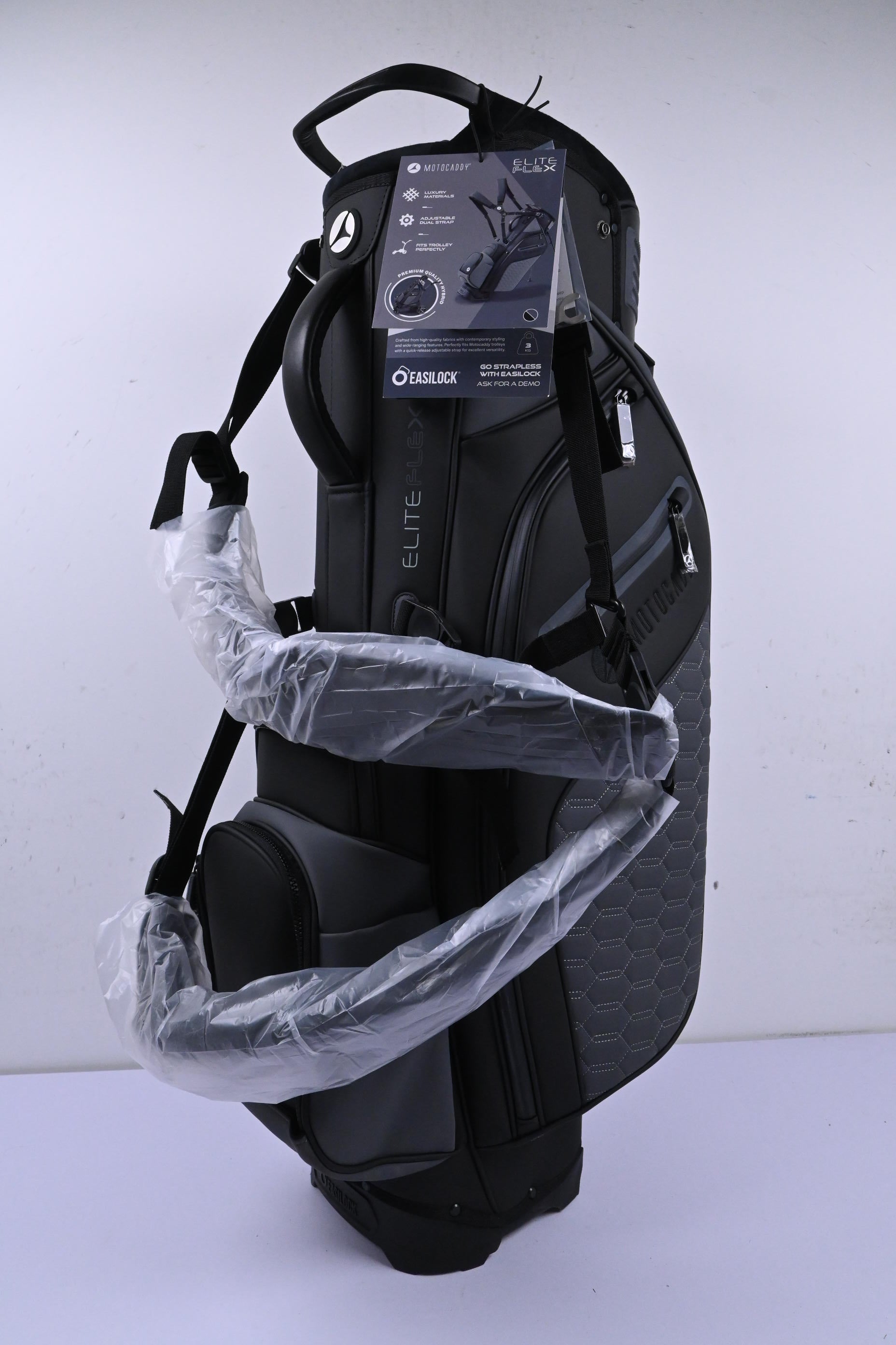 Motocaddy Elite Flex Stand Bag / 14-Way Divider / Black & Grey