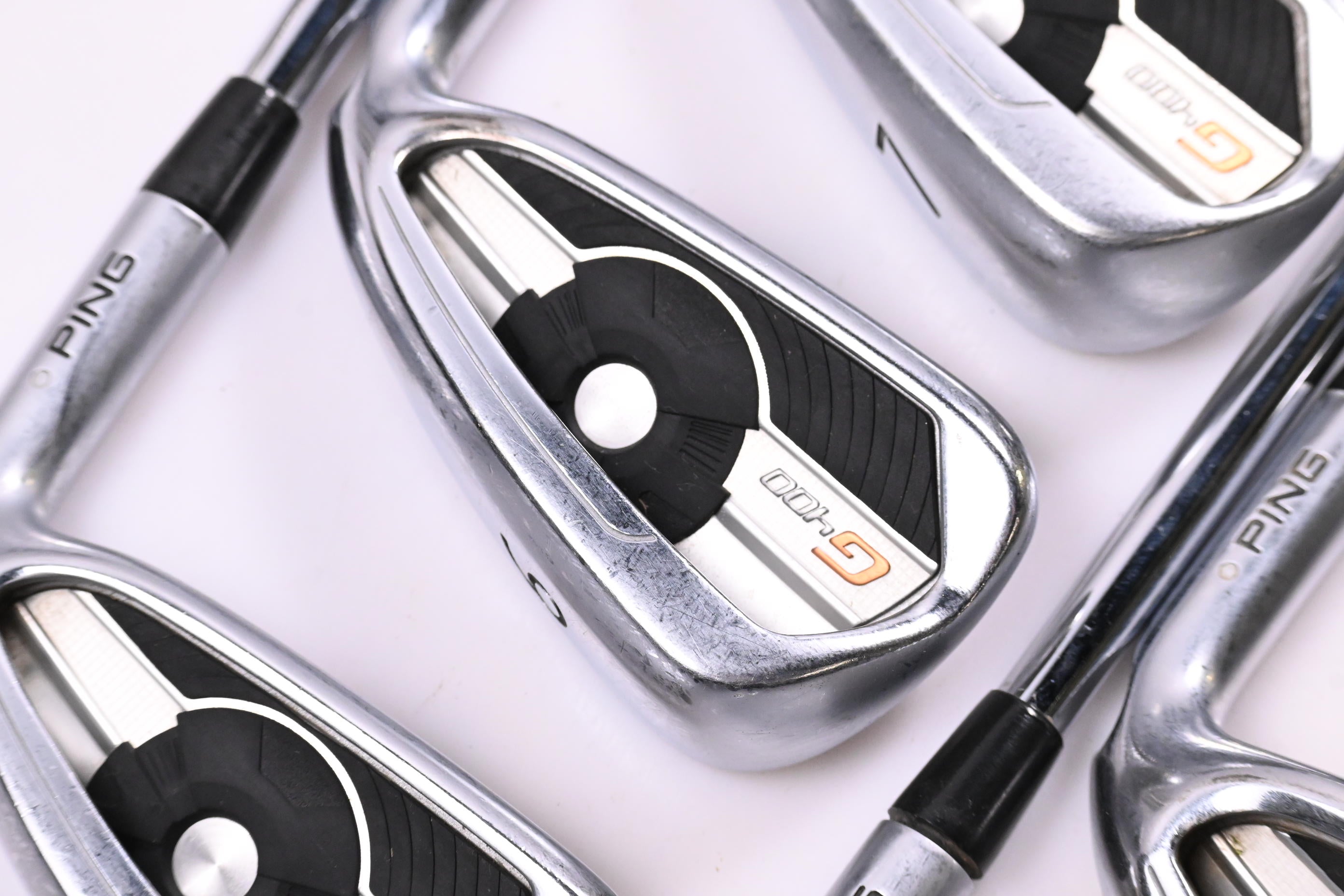 Ping G400 Irons / 5-PW+GW+SW / Silver Dot / Stiff Flex Ping AWT 2.0 Shafts