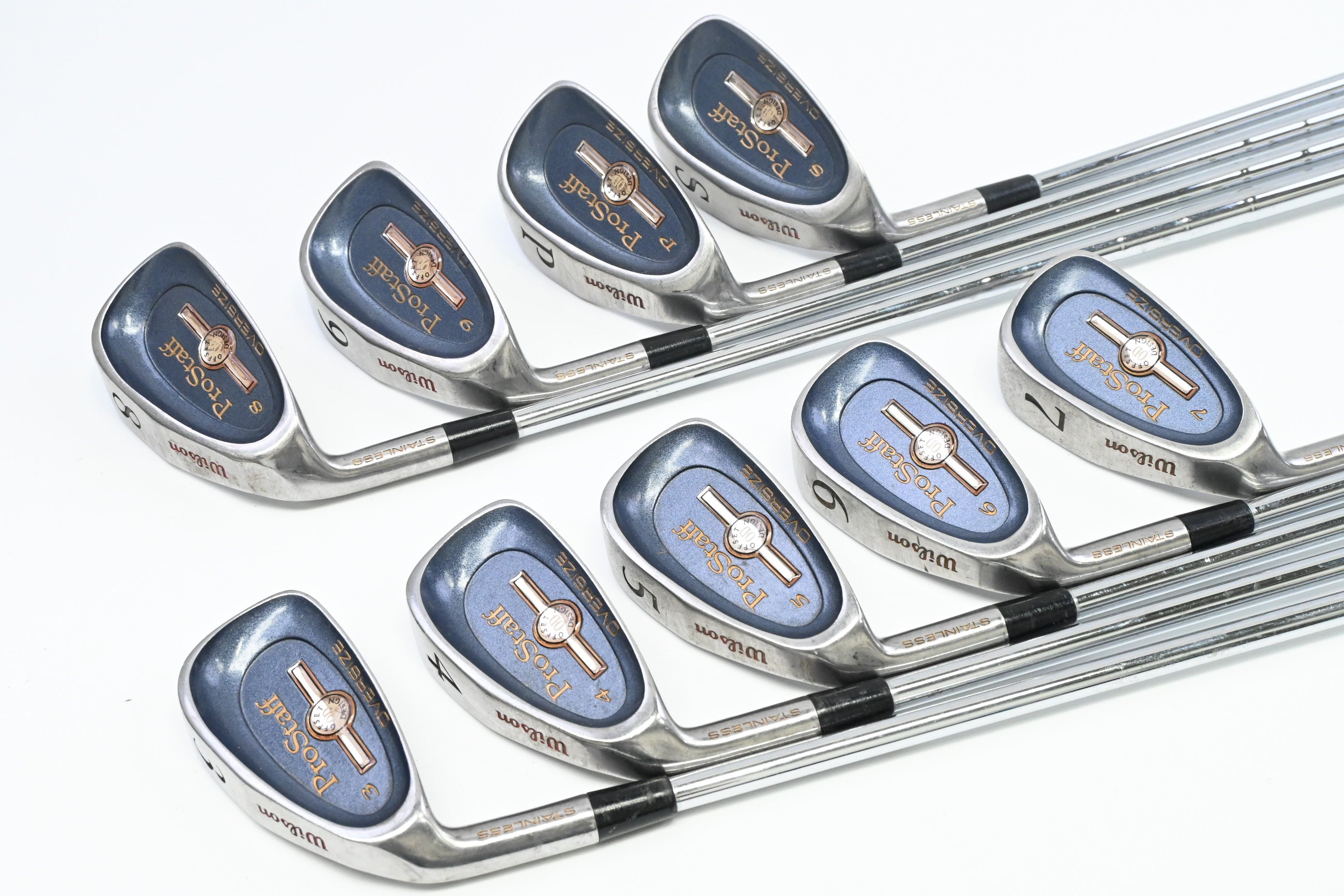 Left Hand Wilson ProStaff Oversize Irons / 3-PW+SW / Stiff Flex Prostaff Shaft