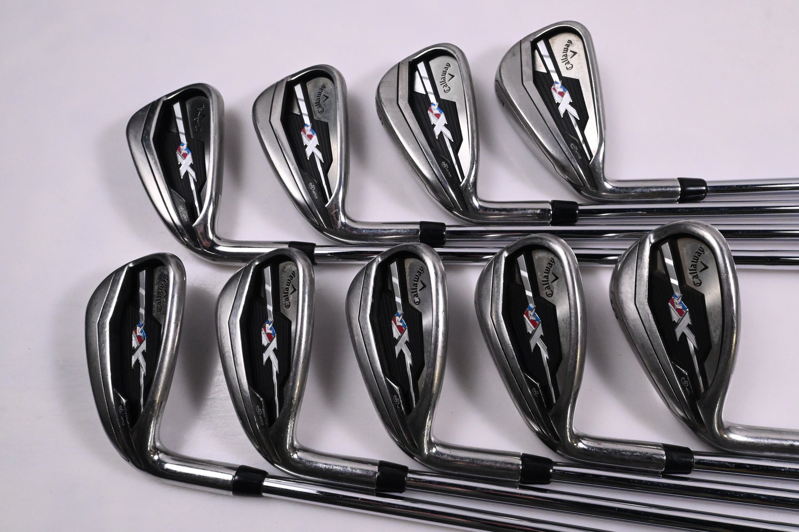 Left Hand Callaway XR Irons / 4-PW+AW+SW / Regular Flex Speed Step 80 Shafts
