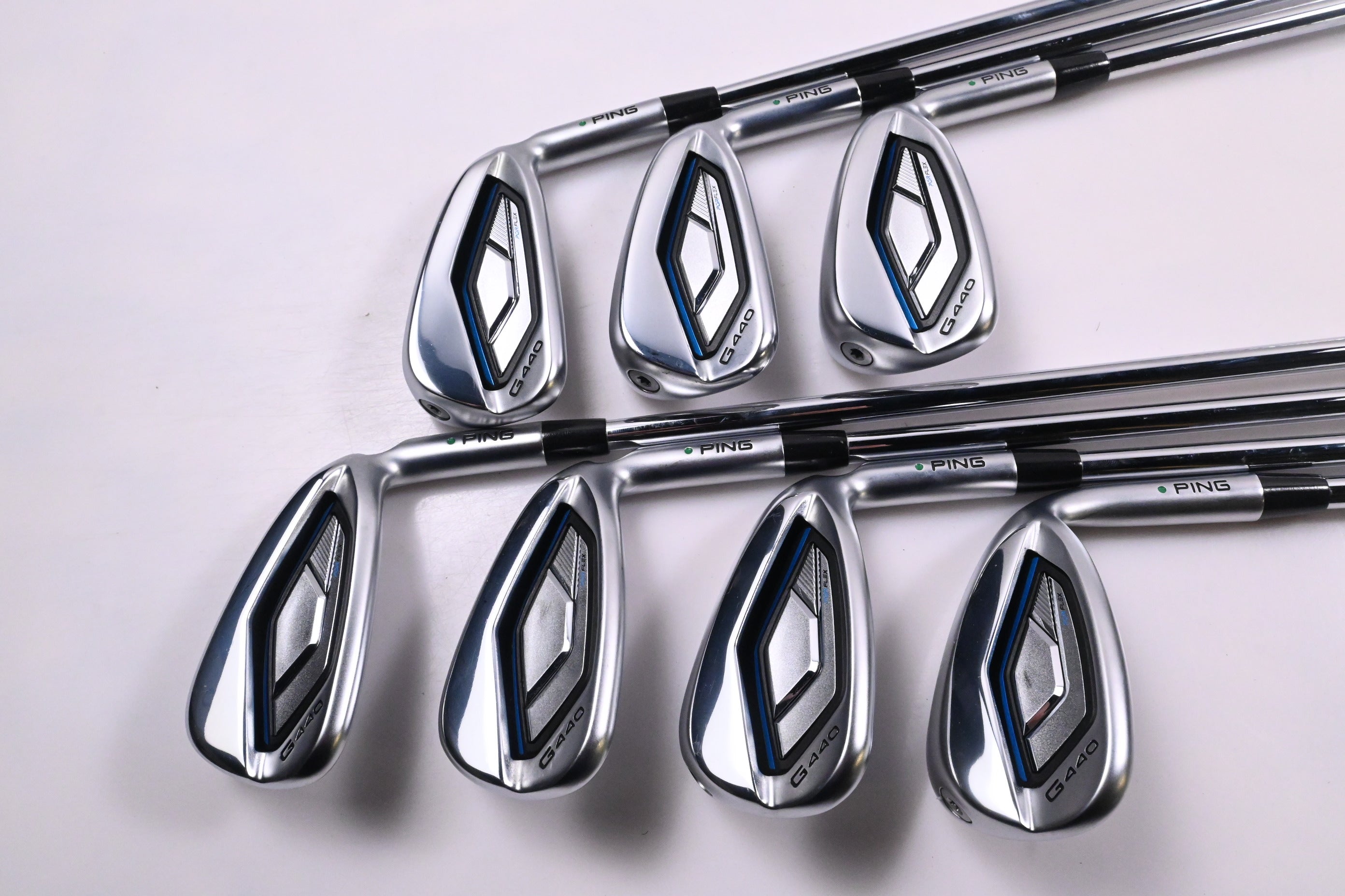 Ping G440 Irons / 6-PW+UW+56° / Green Dot / Regular Flex Ping AWT 3.0 Shafts