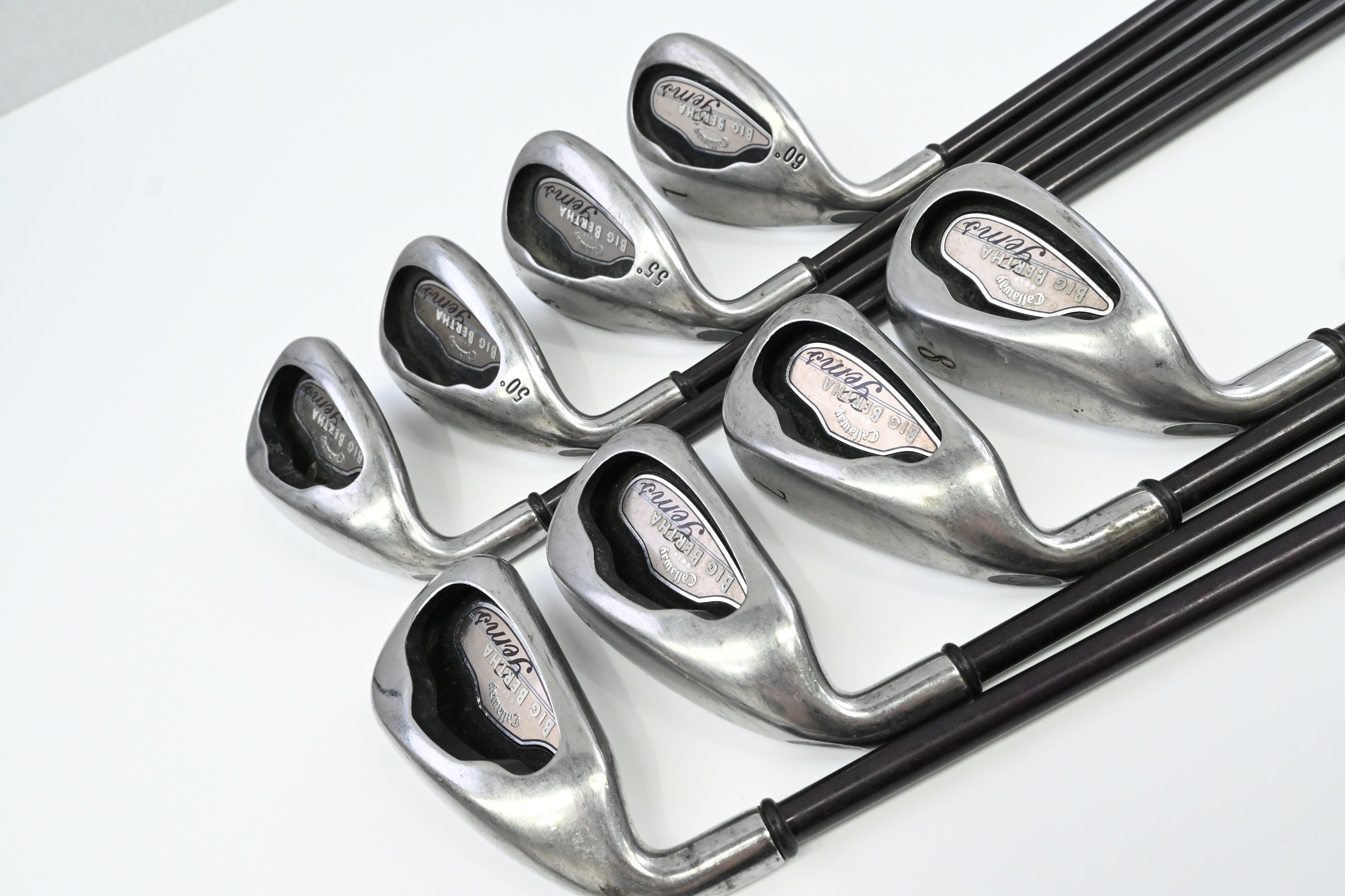 Ladies Left Hand Callaway Big Bertha 2002 Irons / 5-PW+SW+LW / Ladies Flex Gems