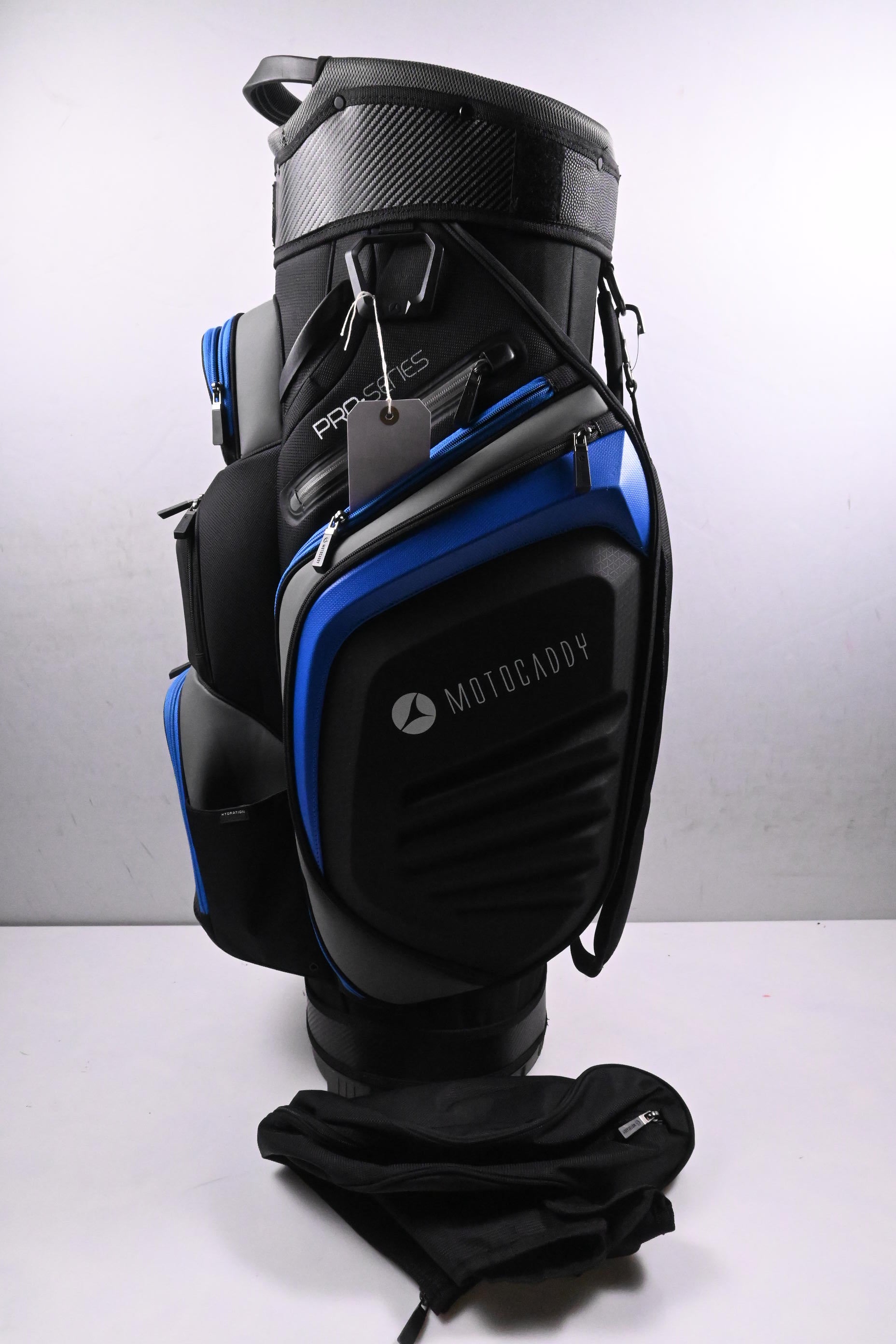 Motocaddy Pro Series Cart Bag / 14-Way Divider / Black, Grey, Blue