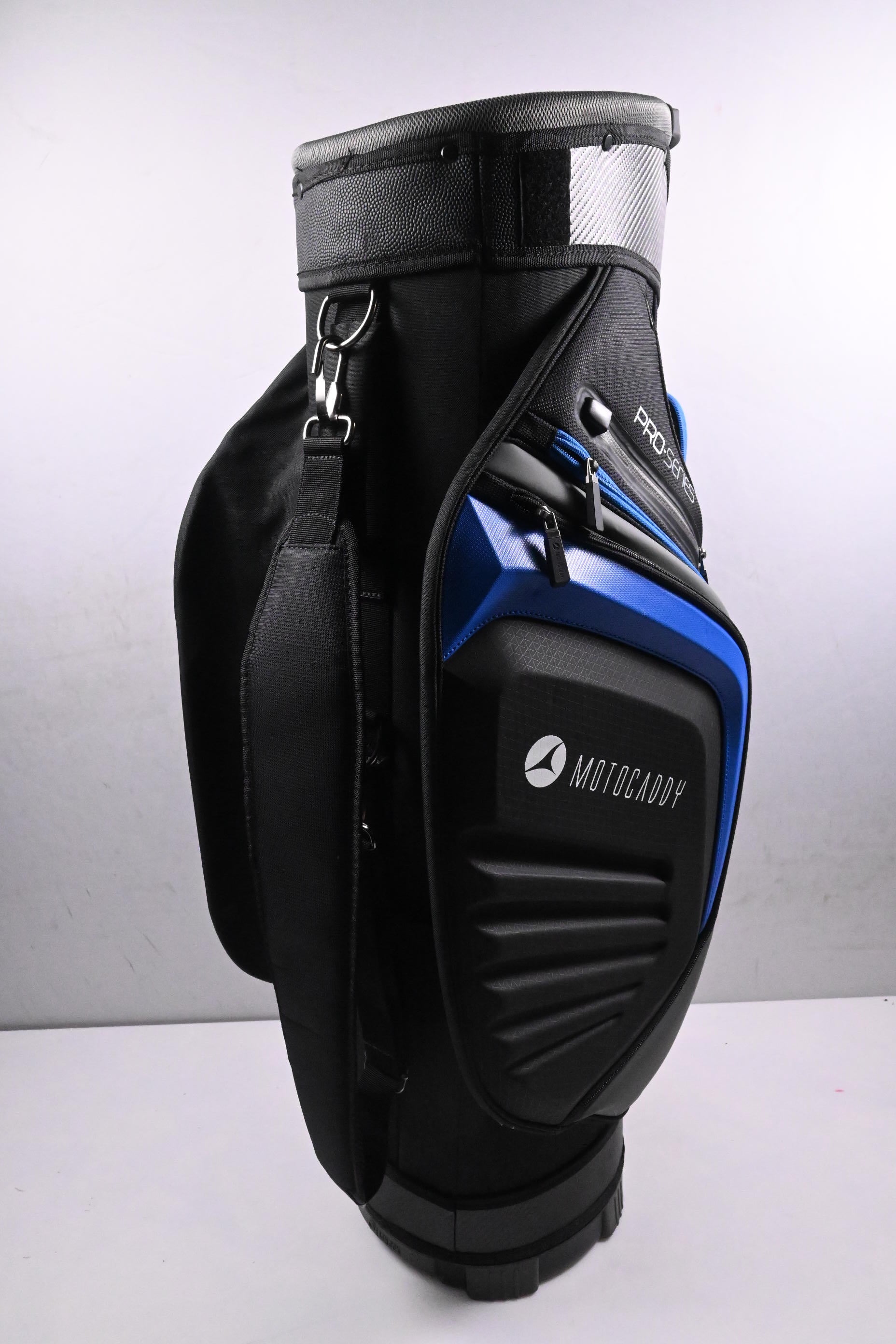 Motocaddy Pro Series Cart Bag / 14-Way Divider / Black, Grey, Blue