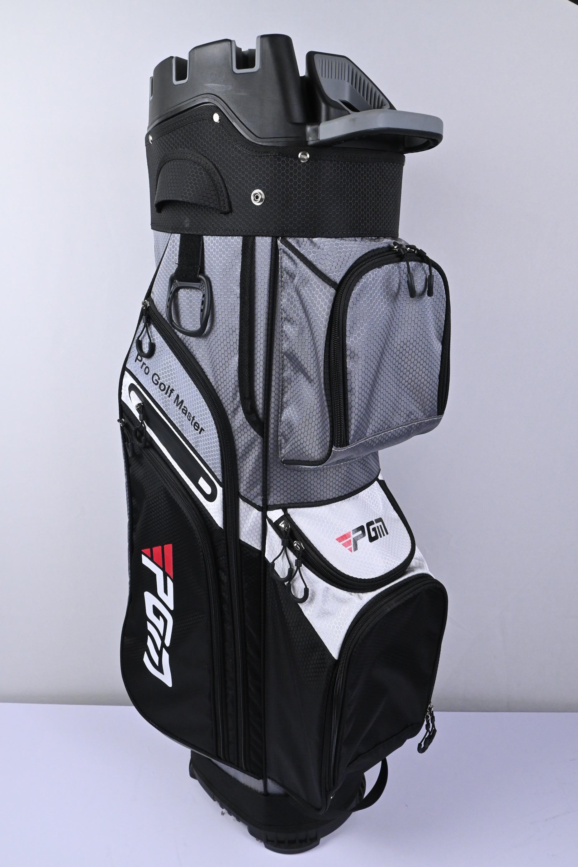Pro Golf Master Cart Bag / 14-Way Divider / Black, Grey & White