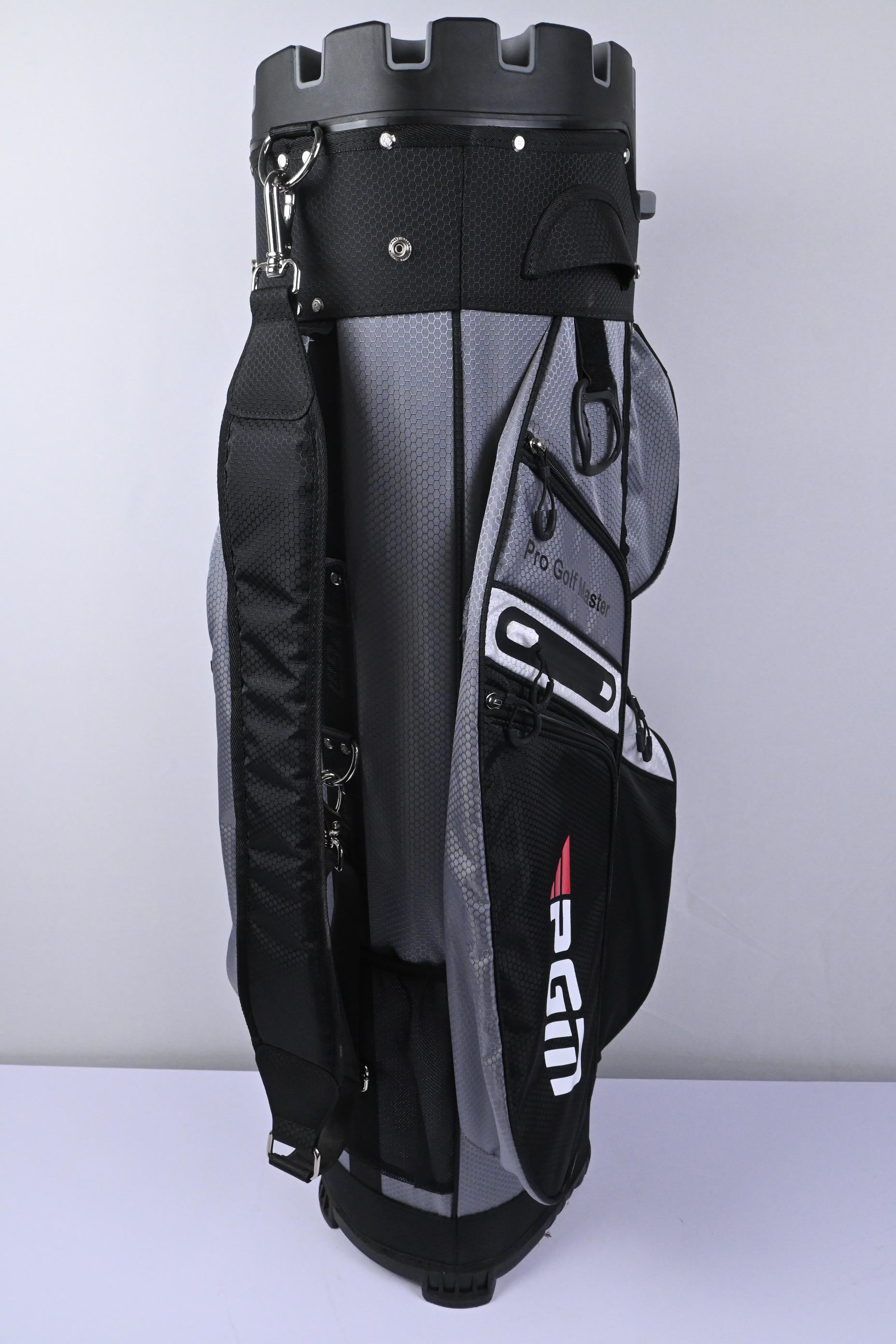Pro Golf Master Cart Bag / 14-Way Divider / Black, Grey & White