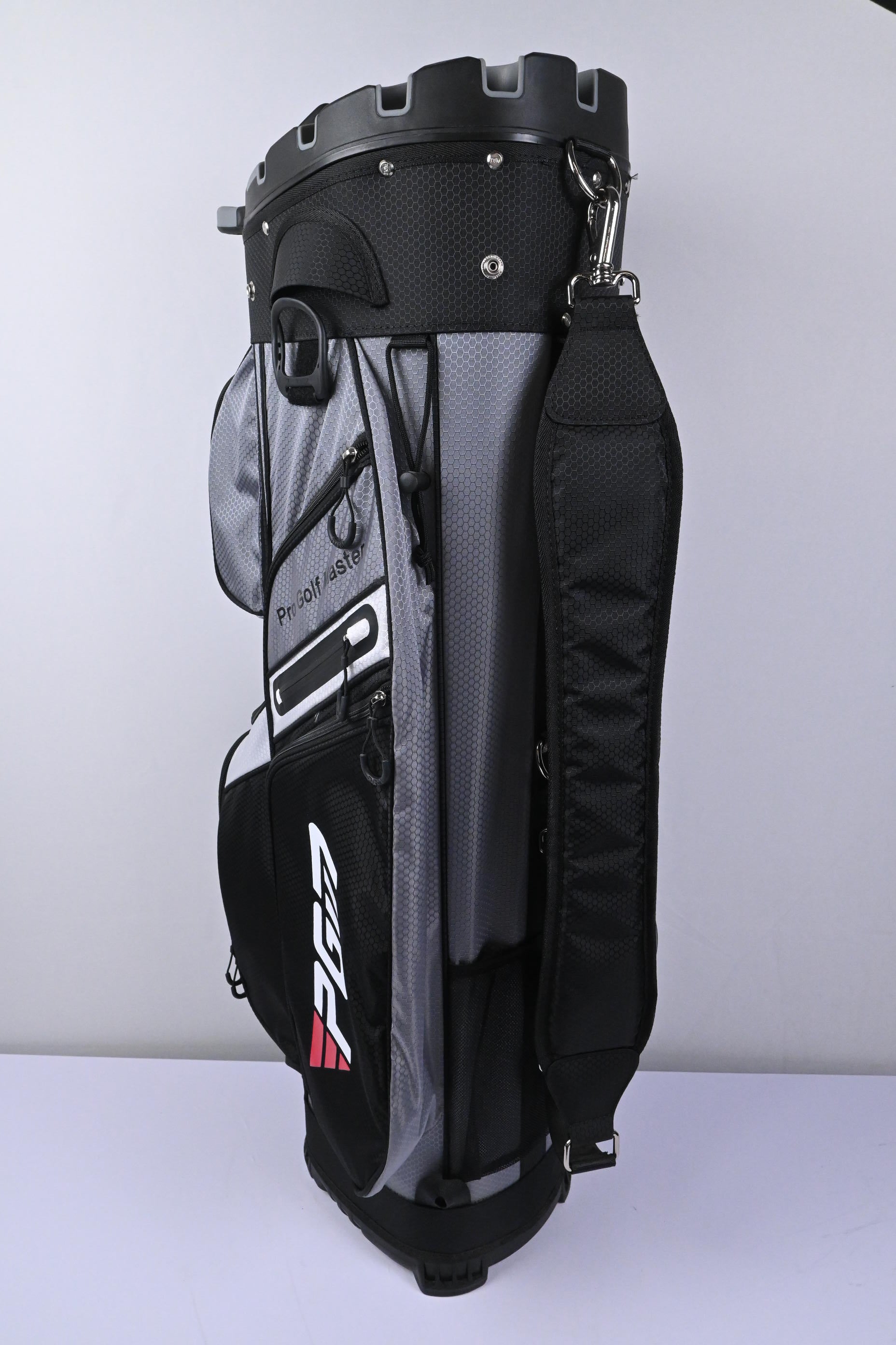 Pro Golf Master Cart Bag / 14-Way Divider / Black, Grey & White