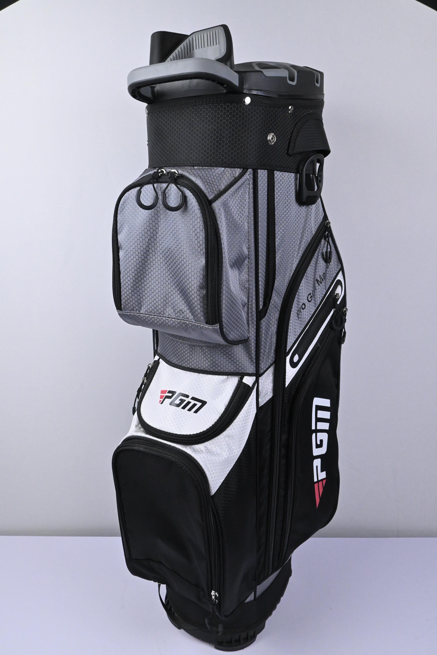 Pro Golf Master Cart Bag / 14-Way Divider / Black, Grey & White