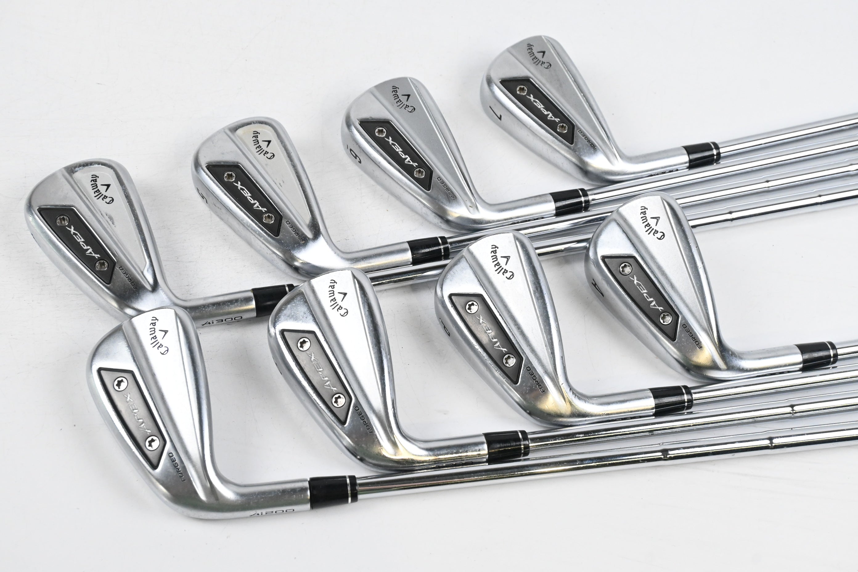 Left Hand Callaway Apex Ai300/Ai200 Combo Irons / 4-PW+GW / Stiff Flex Shafts