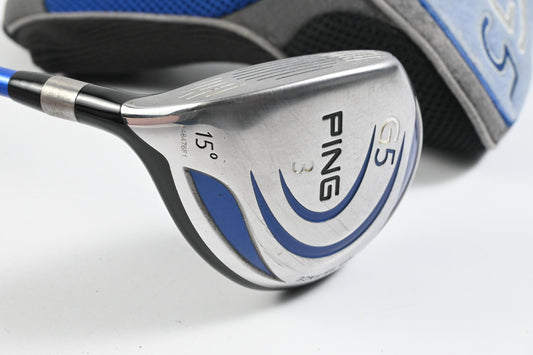 Left Hand Ping G5 #3 Wood / 15 Degree / Regular Flex Grafalloy Prolaunch Blue
