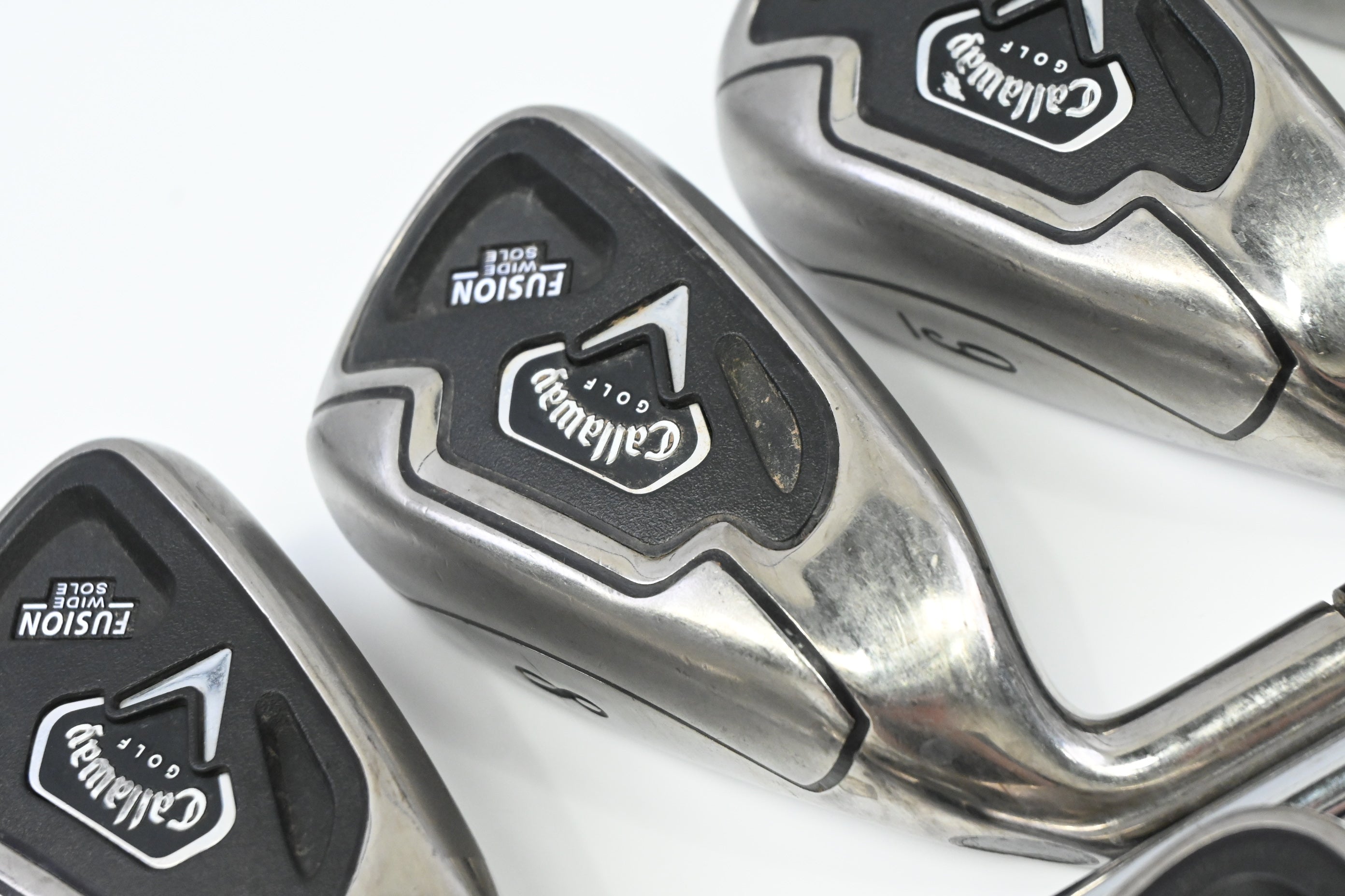 Left Hand Callaway Fusion Wide Sole Irons / 3-PW / Uniflex Callaway Nippon 990