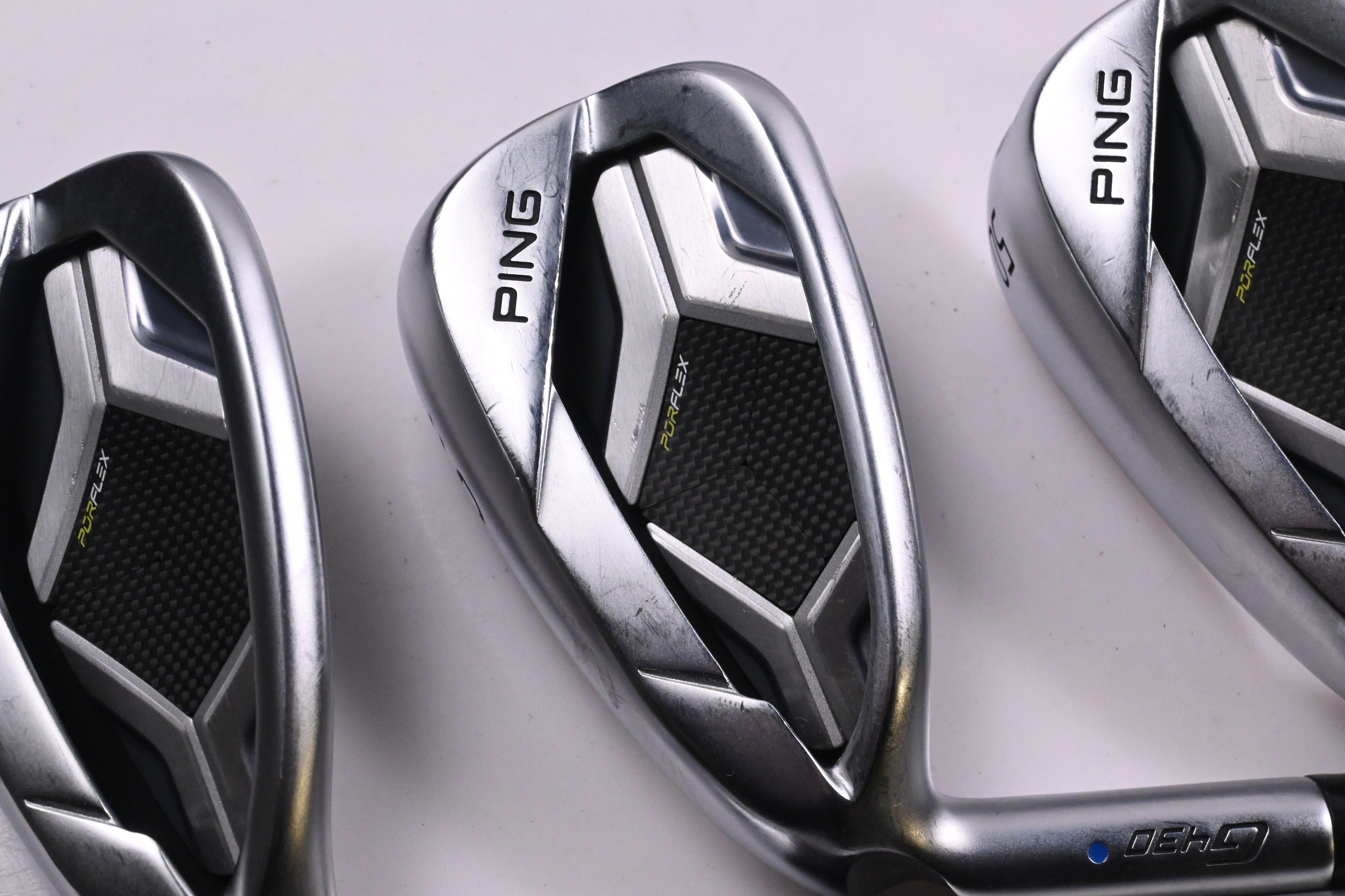 Left Hand Ping G430 Irons / 7-PW+50 / Blue Dot / Senior Flex Ping Alta Quick 35