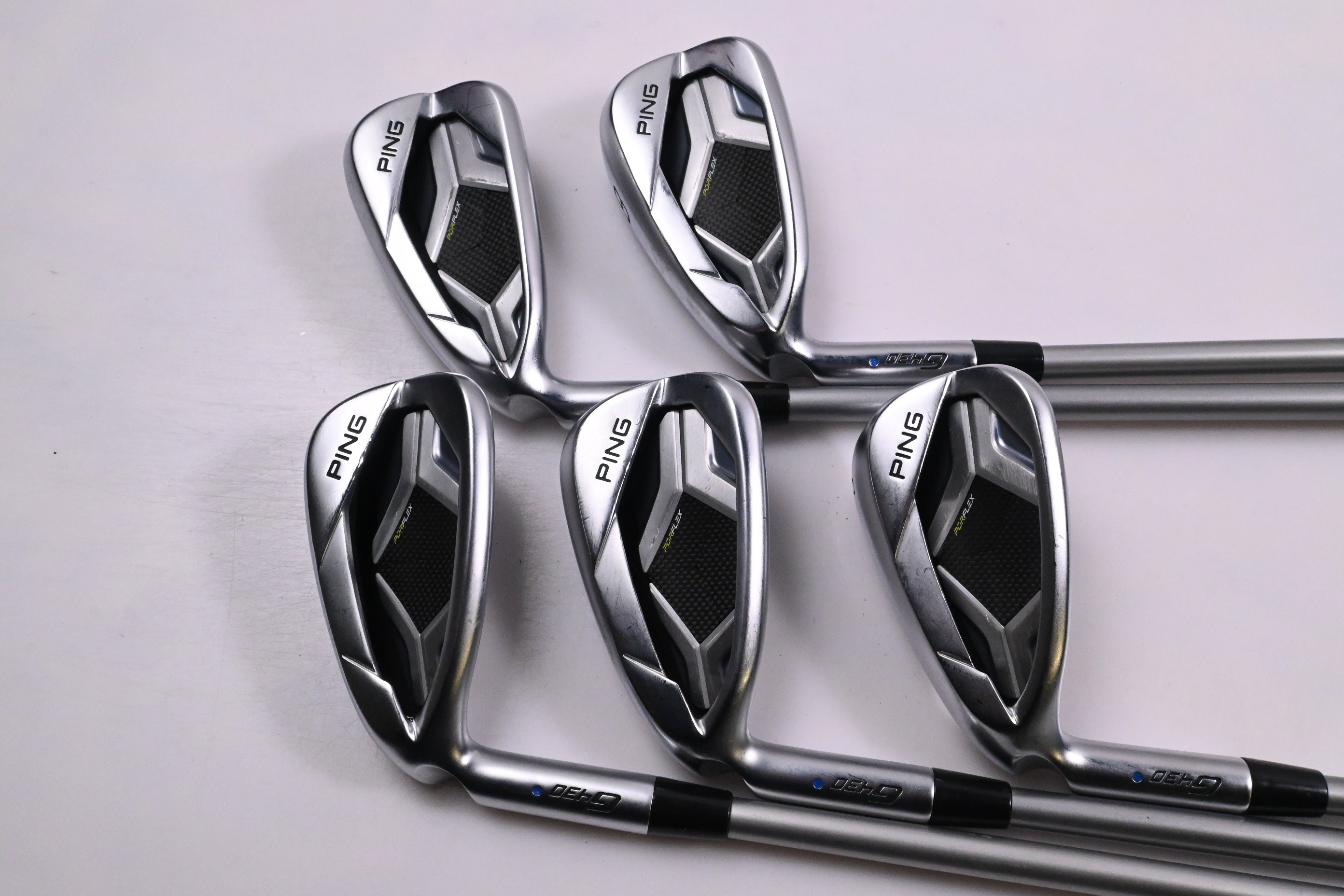 Left Hand Ping G430 Irons / 7-PW+50 / Blue Dot / Senior Flex Ping Alta Quick 35